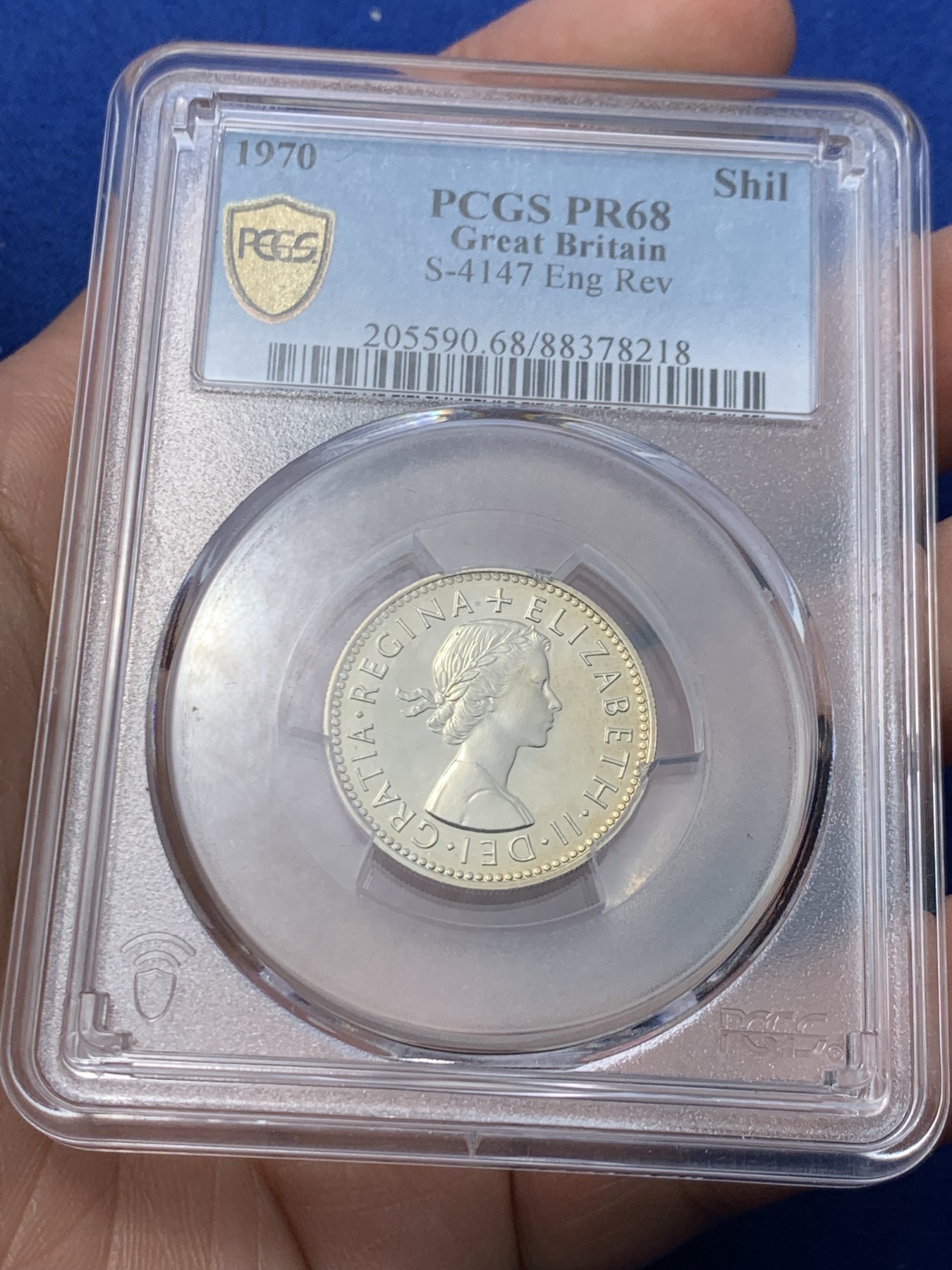 《竞宝斋》第259场-周日，周一 2场连拍 (全场包邮) PCGS PR68 英国1970年伊丽莎白二世女王精制1先令 极致品相 十二进制关门币