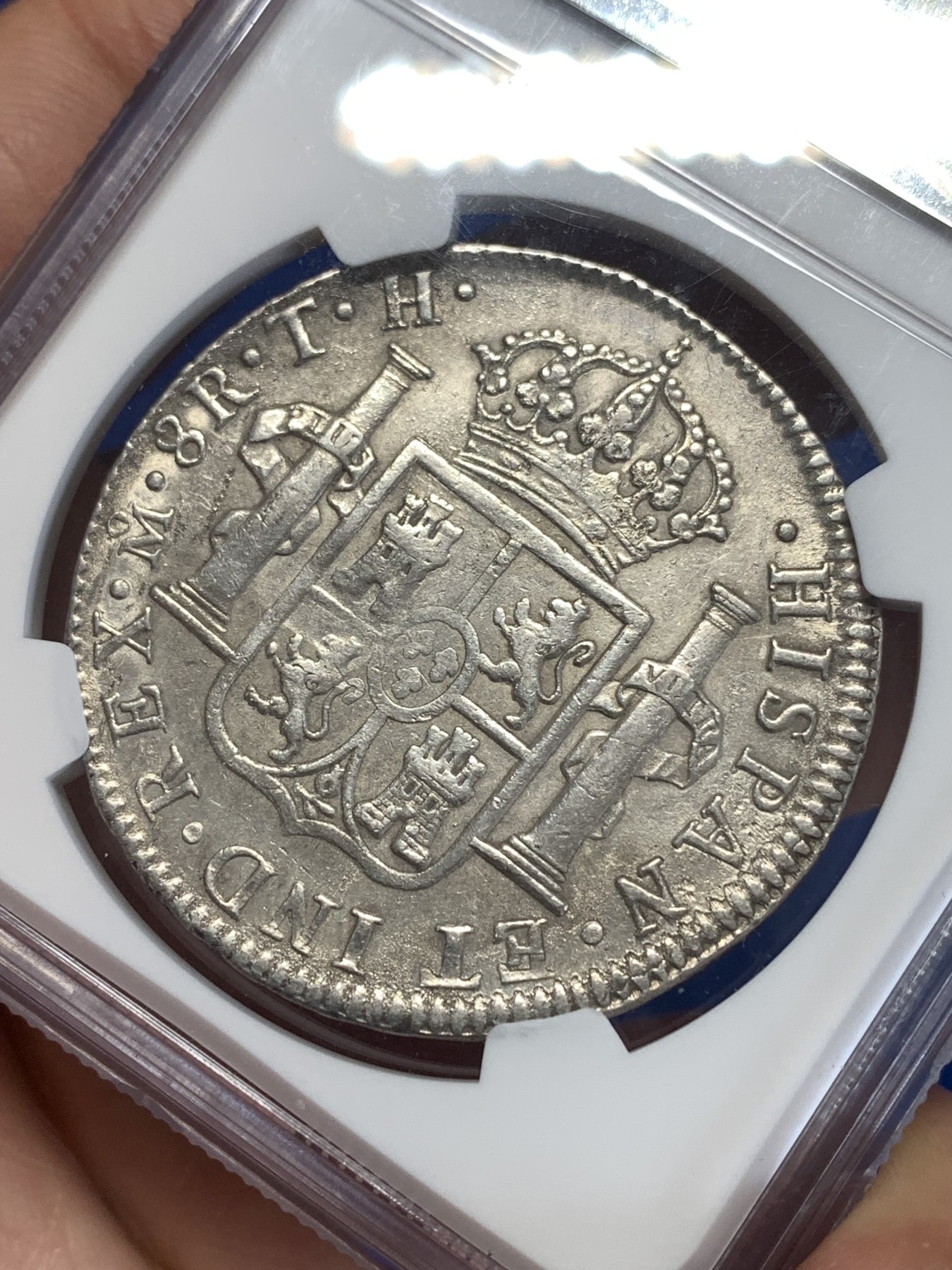 《竞宝斋》第259场-周日，周一 2场连拍 (全场包邮) NGC XF45 墨西哥 1804年 卡四 8瑞尔 双柱大银币 打制清晰