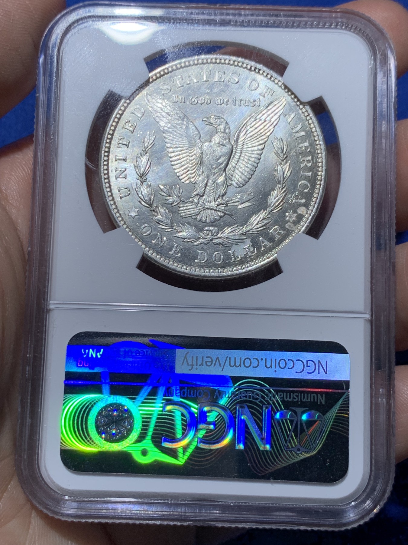 《竞宝斋》第259场-周日，周一 2场连拍 (全场包邮) NGC MS63 美国 1921年 摩根银币 镜面底板 同分中的战斗机