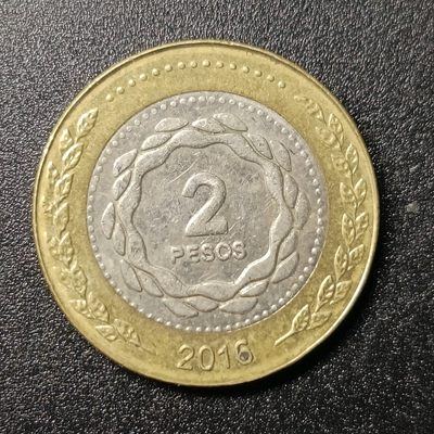 ↓君缘收藏66期☞钱币邮品↓无佣金、可寄存、满10元包邮  - 阿根廷2比索，太阳神幸运之子