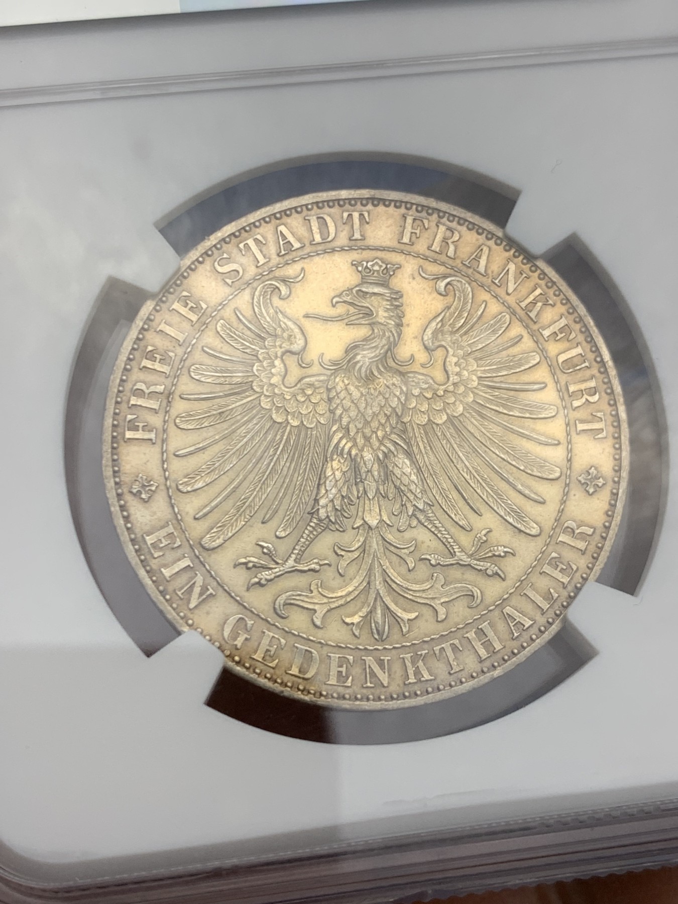 《竞宝斋》第259场-周日，周一 2场连拍 (全场包邮) NGC MS61 德国1863年法兰克福王子会议1泰勒银币