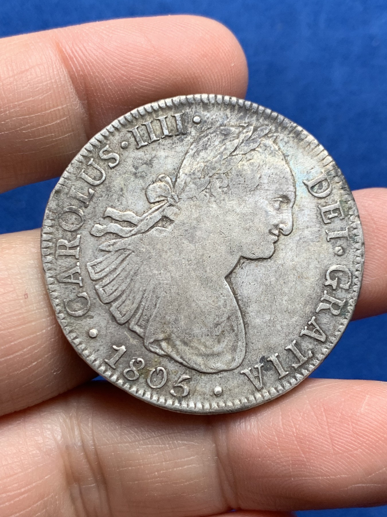 《竞宝斋》第259场-周日，周一 2场连拍 (全场包邮) 墨西哥1805年卡洛斯四世8里亚尔银币 原味包浆