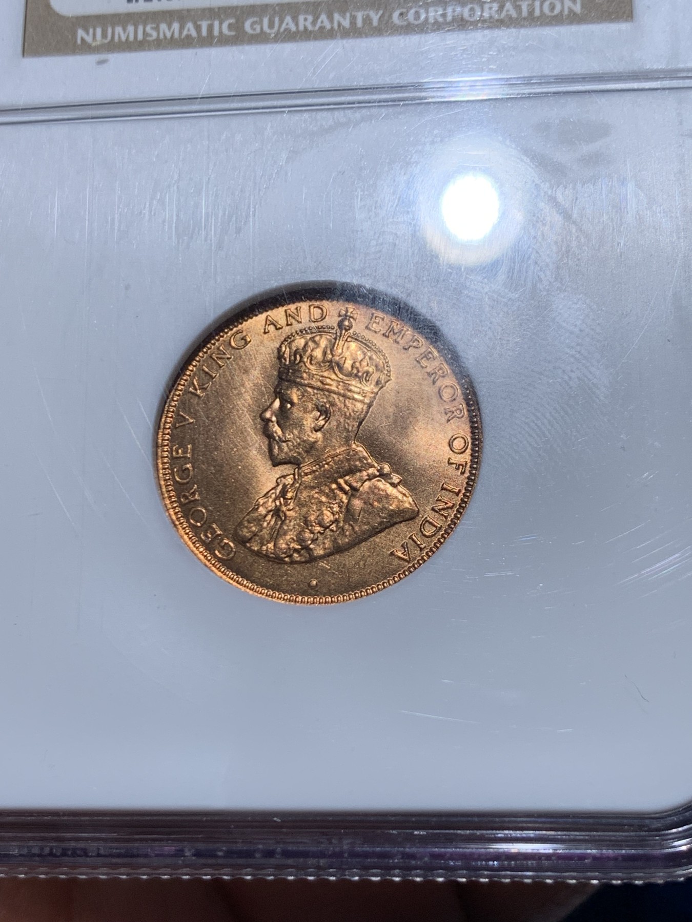 《竞宝斋》第259场-周日，周一 2场连拍 (全场包邮) NGC MS65RD 香港1934年一仙铜币