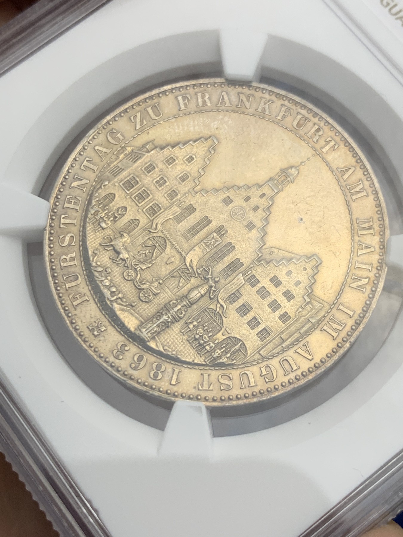 《竞宝斋》第259场-周日，周一 2场连拍 (全场包邮) NGC MS61 德国1863年法兰克福王子会议1泰勒银币