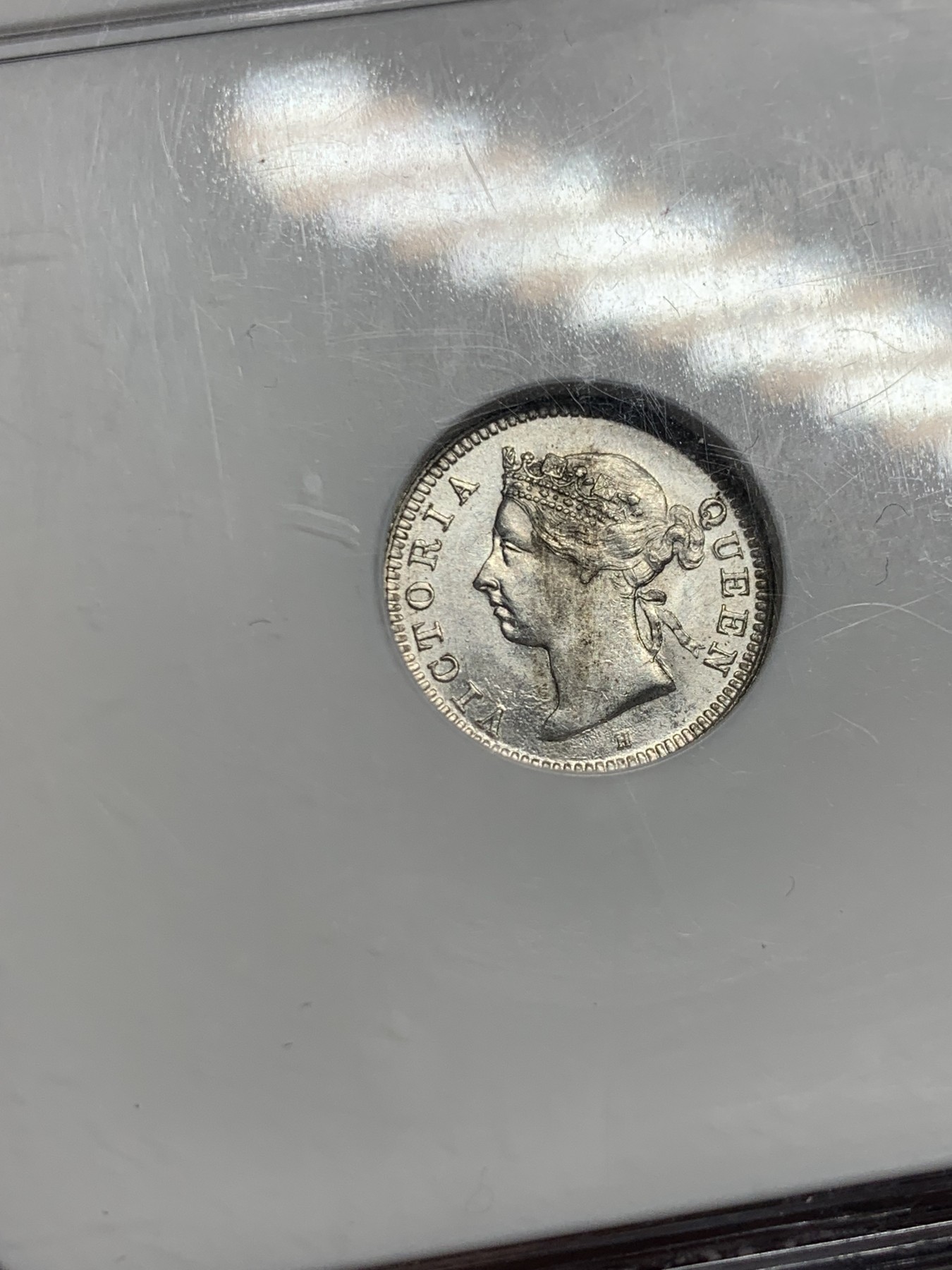 《竞宝斋》第259场-周日，周一 2场连拍 (全场包邮) NGC MS64 英属毛里求斯1889H年10分银币