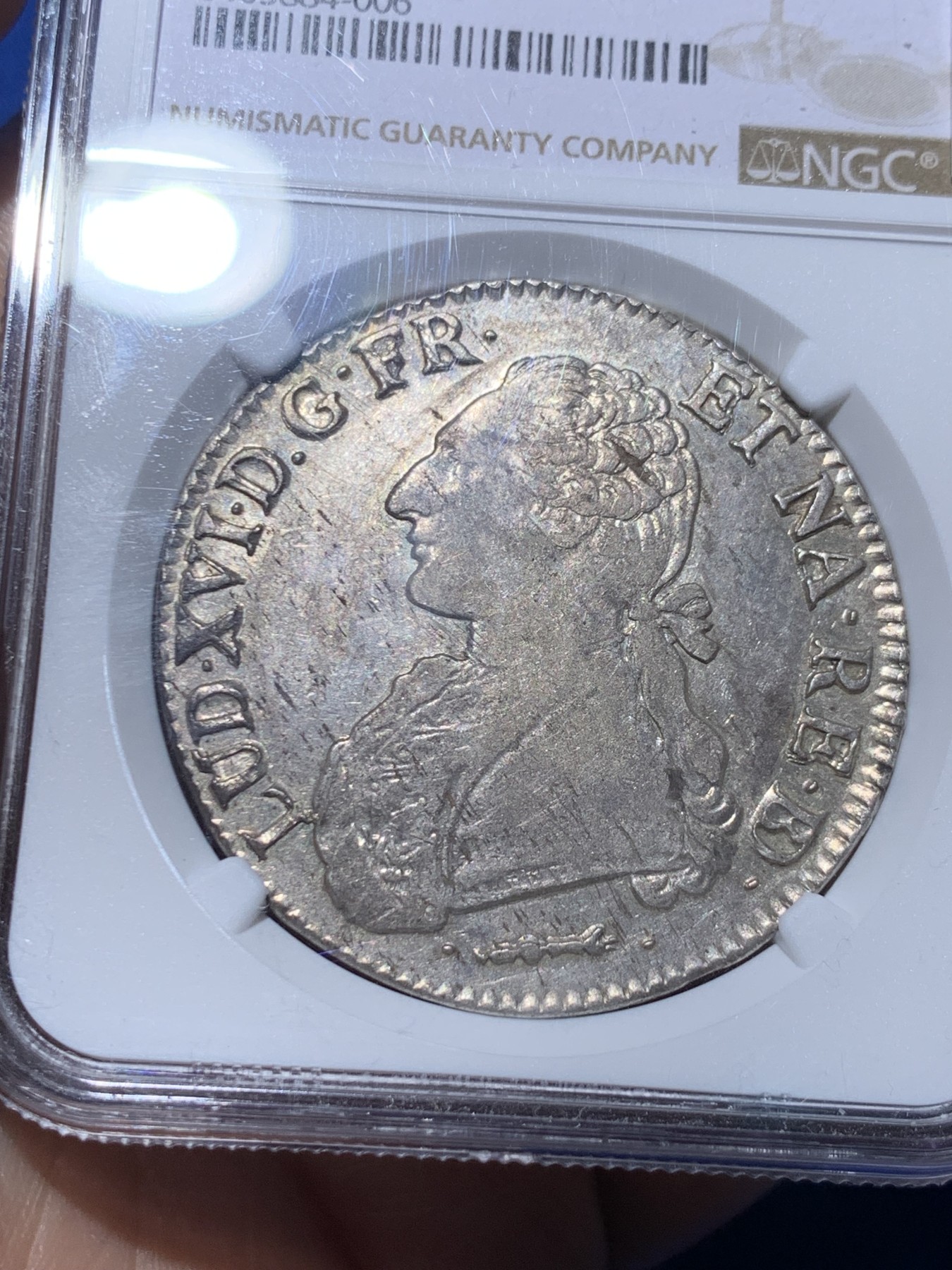 《竞宝斋》第259场-周日，周一 2场连拍 (全场包邮) NGC AU50 1781年法国路易十六埃居 牛标波城铸造，打制不错，没有减重痕，很难得的一枚路易十六