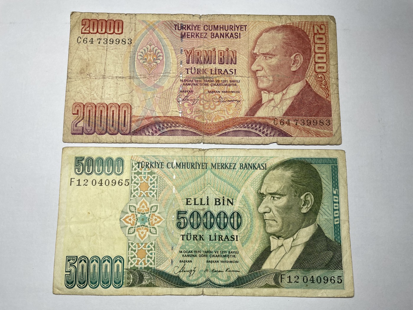2024年集古藏今外币拍卖第四期-第9场—（总第39拍） 土耳其20000、50000里拉