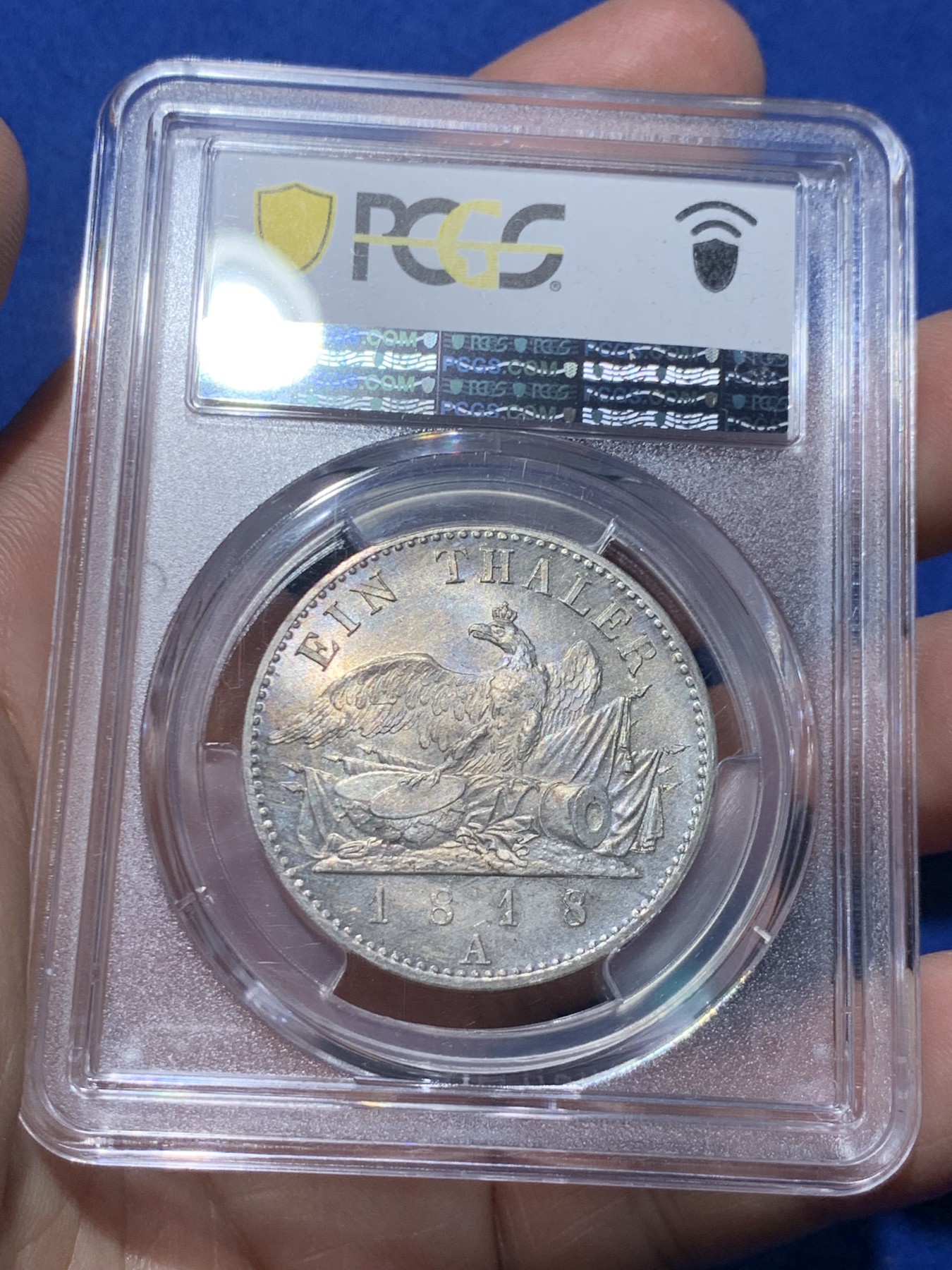 《竞宝斋》第259场-周日，周一 2场连拍 (全场包邮) PCGS MS65 德国  普鲁士 1818 威廉三世 鹰炮泰勒 PCGS唯一冠军分