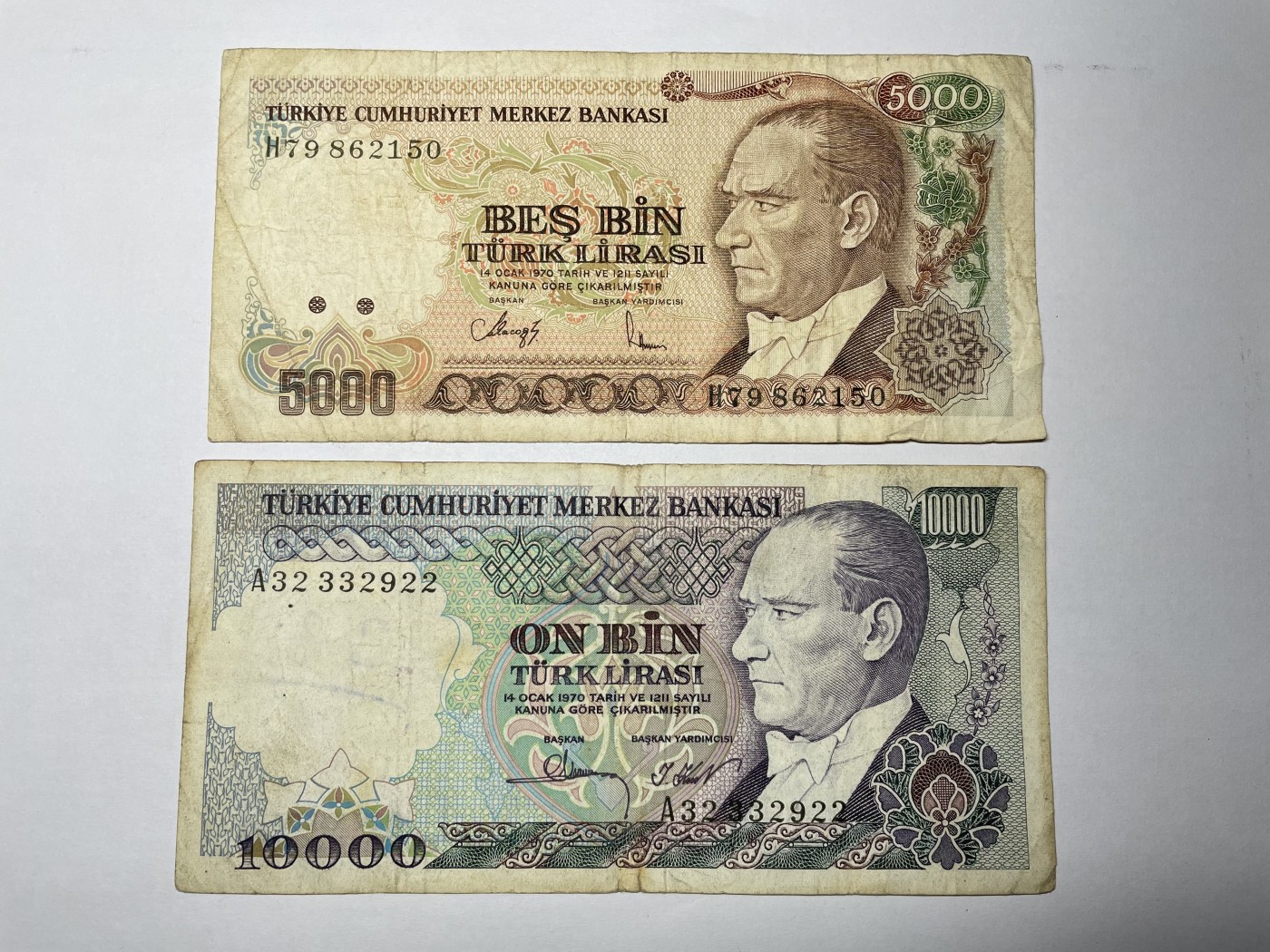 2024年集古藏今外币拍卖第四期-第9场—（总第39拍） 土耳其5000、10000里拉2张
