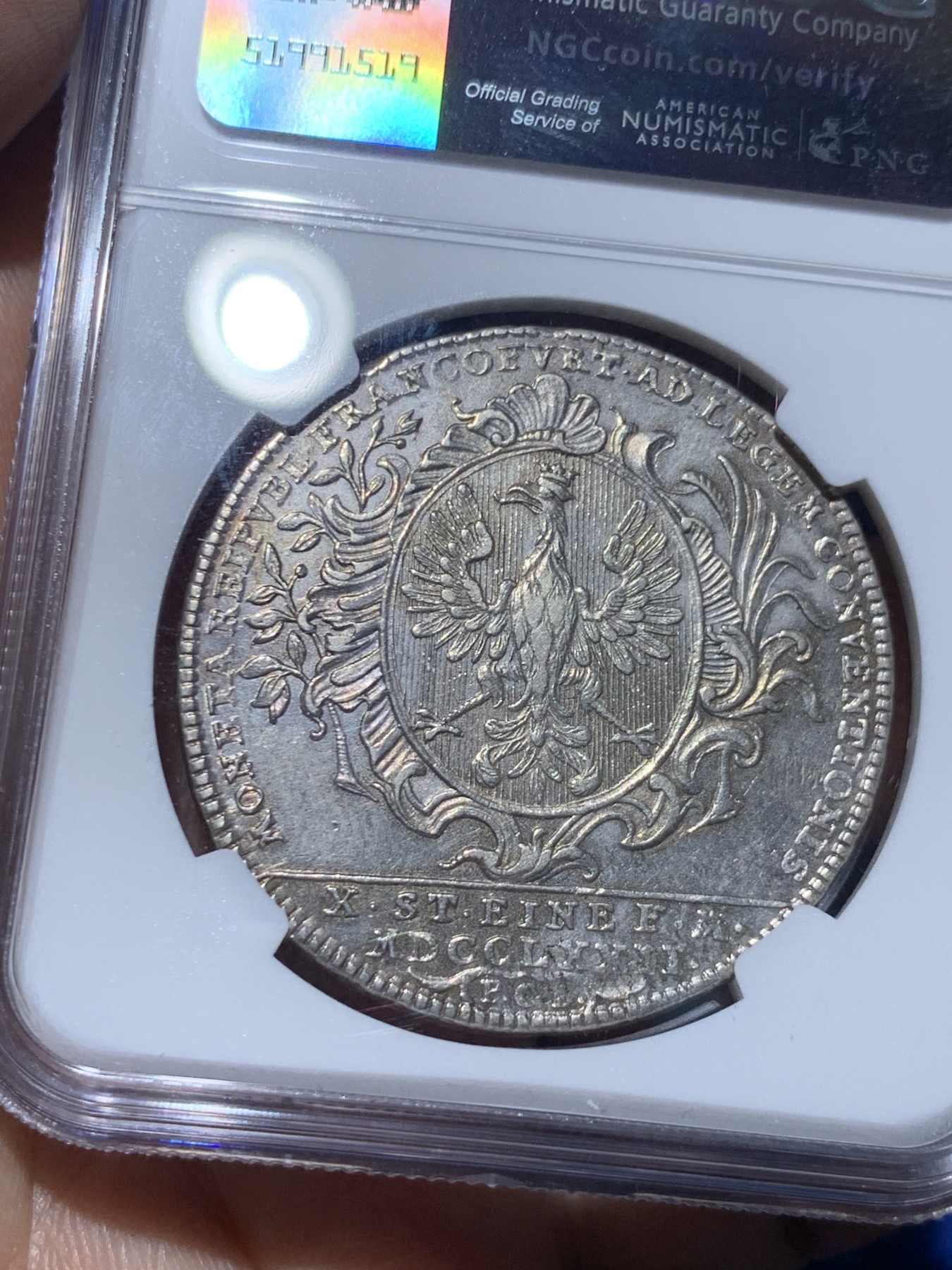 《竞宝斋》第259场-周日，周一 2场连拍 (全场包邮) NGC AUD 德国1772年法兰克福城市景观泰勒大银币