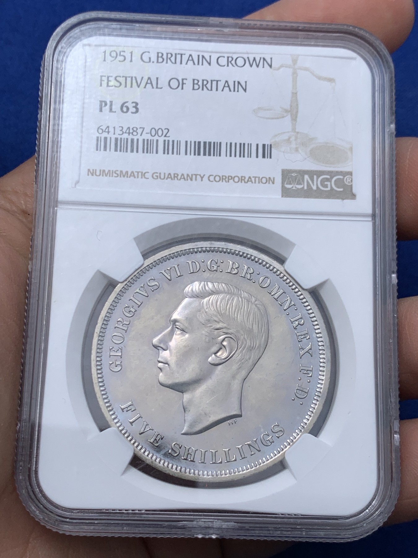 《竞宝斋》第259场-周日，周一 2场连拍 (全场包邮) NGC PL63 英国1951年乔治六世克朗 最后的镍马剑