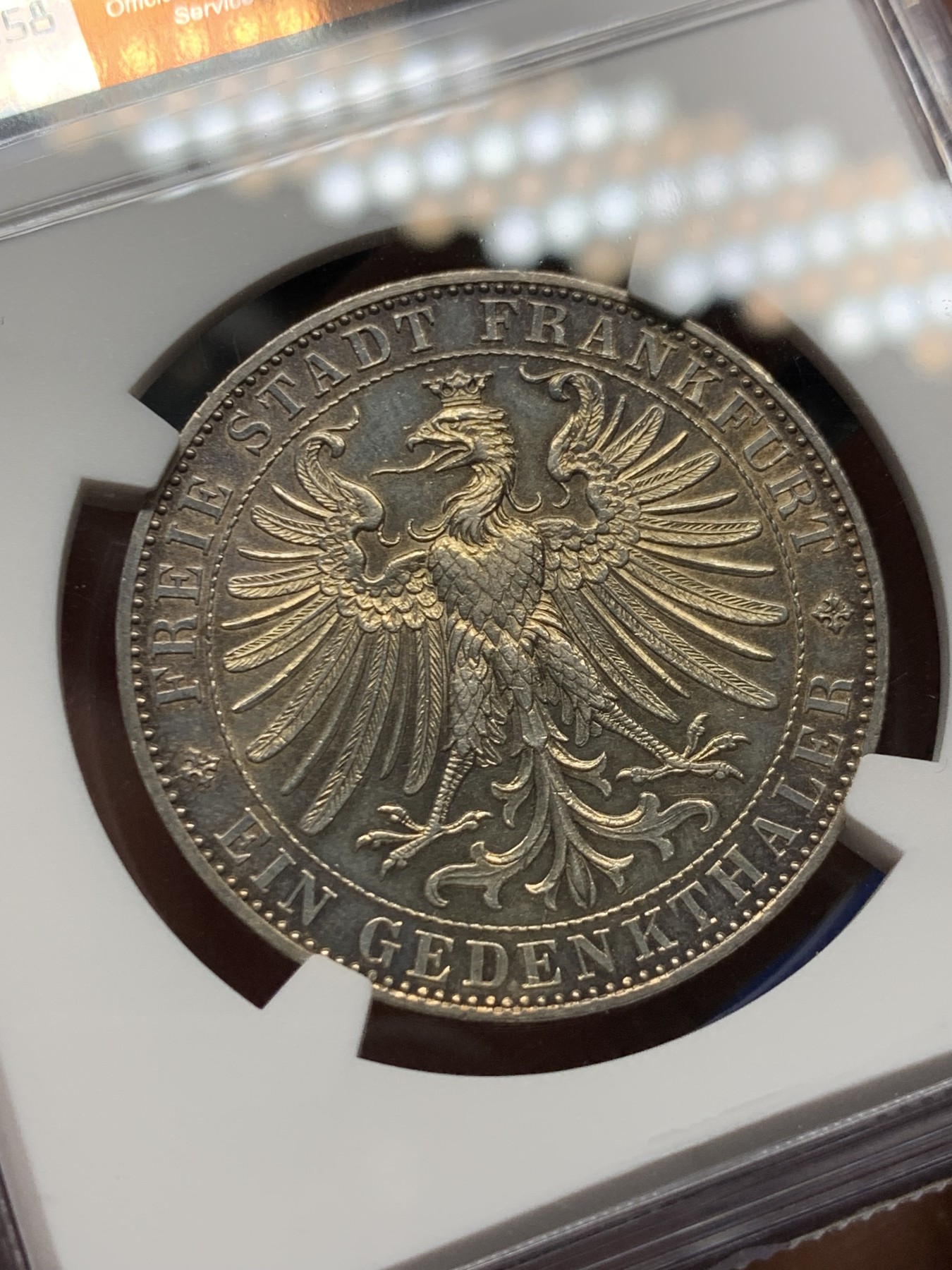 《竞宝斋》第259场-周日，周一 2场连拍 (全场包邮) NGC MS61 德国1863年法兰克福王子会议1泰勒银币