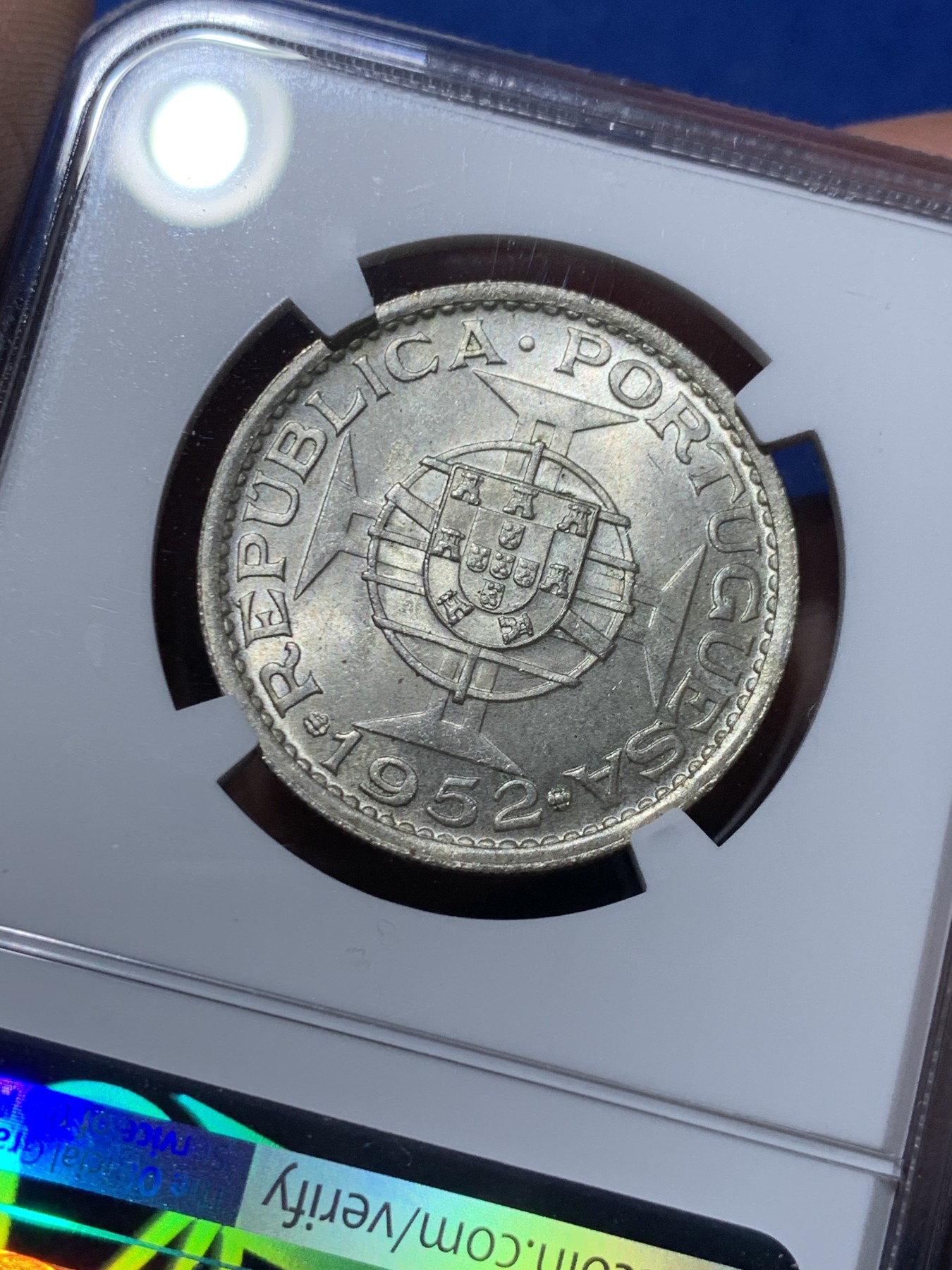 《竞宝斋》第259场-周日，周一 2场连拍 (全场包邮) NGC MS65 澳门1952年5元银币 热门品种 高分一步到位