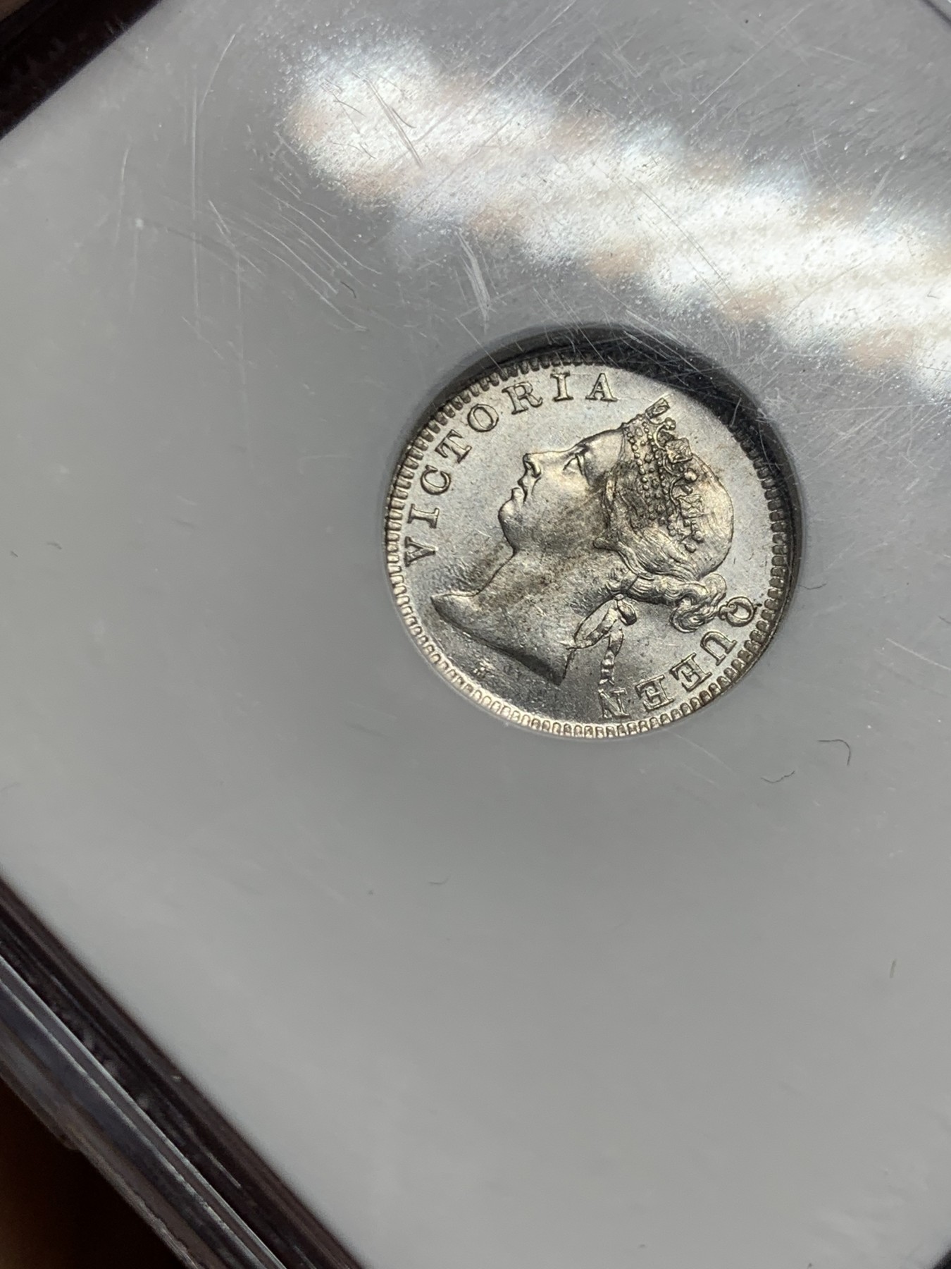 《竞宝斋》第259场-周日，周一 2场连拍 (全场包邮) NGC MS64 英属毛里求斯1889H年10分银币