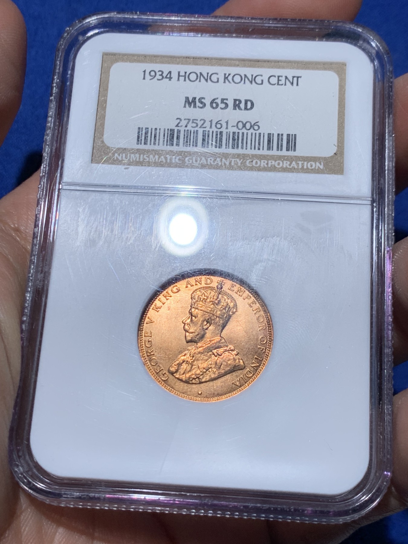 《竞宝斋》第259场-周日，周一 2场连拍 (全场包邮) NGC MS65RD 香港1934年一仙铜币