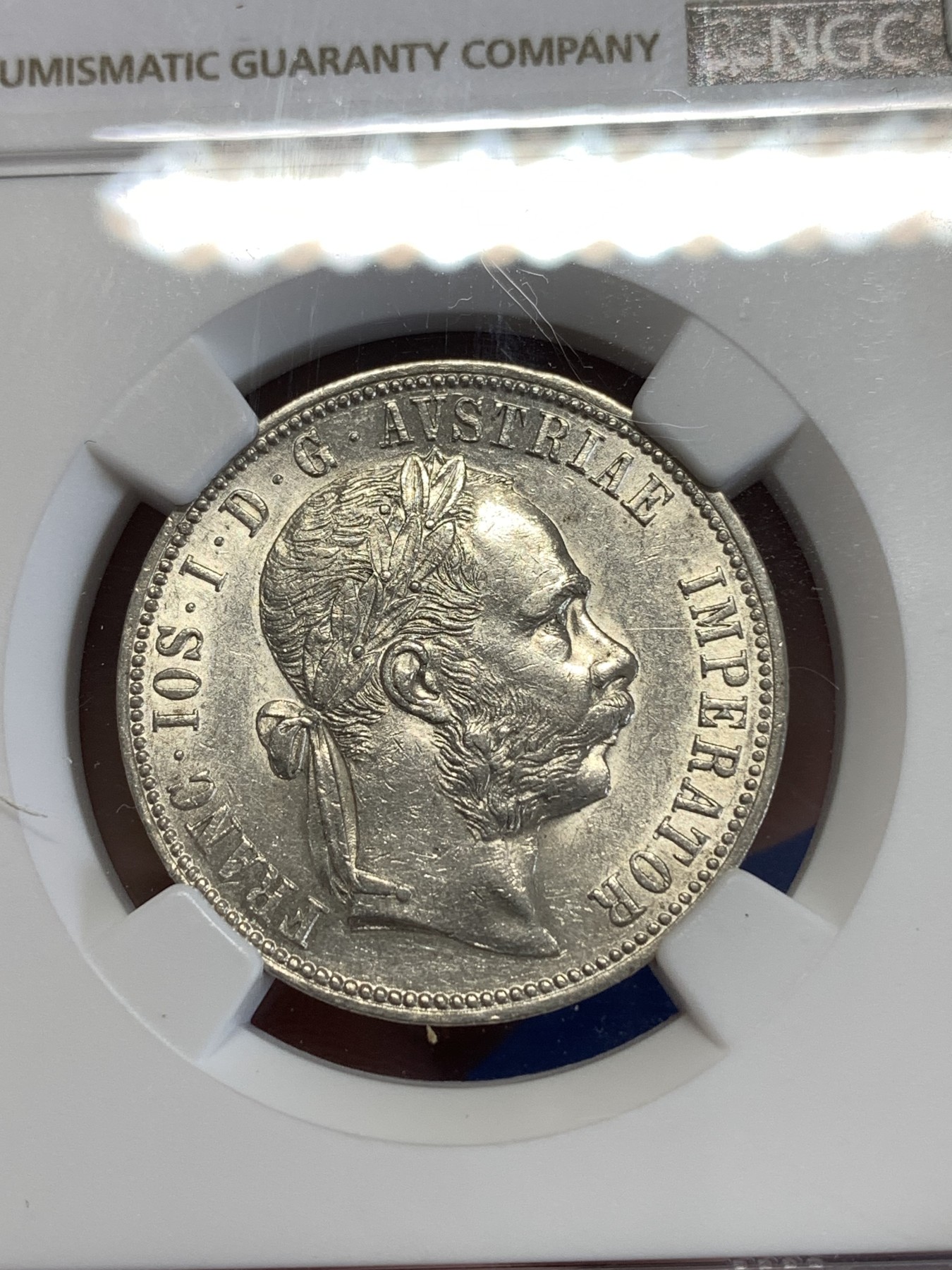 《竞宝斋》第259场-周日，周一 2场连拍 (全场包邮) NGC AU58 奥地利1886年1福林银币