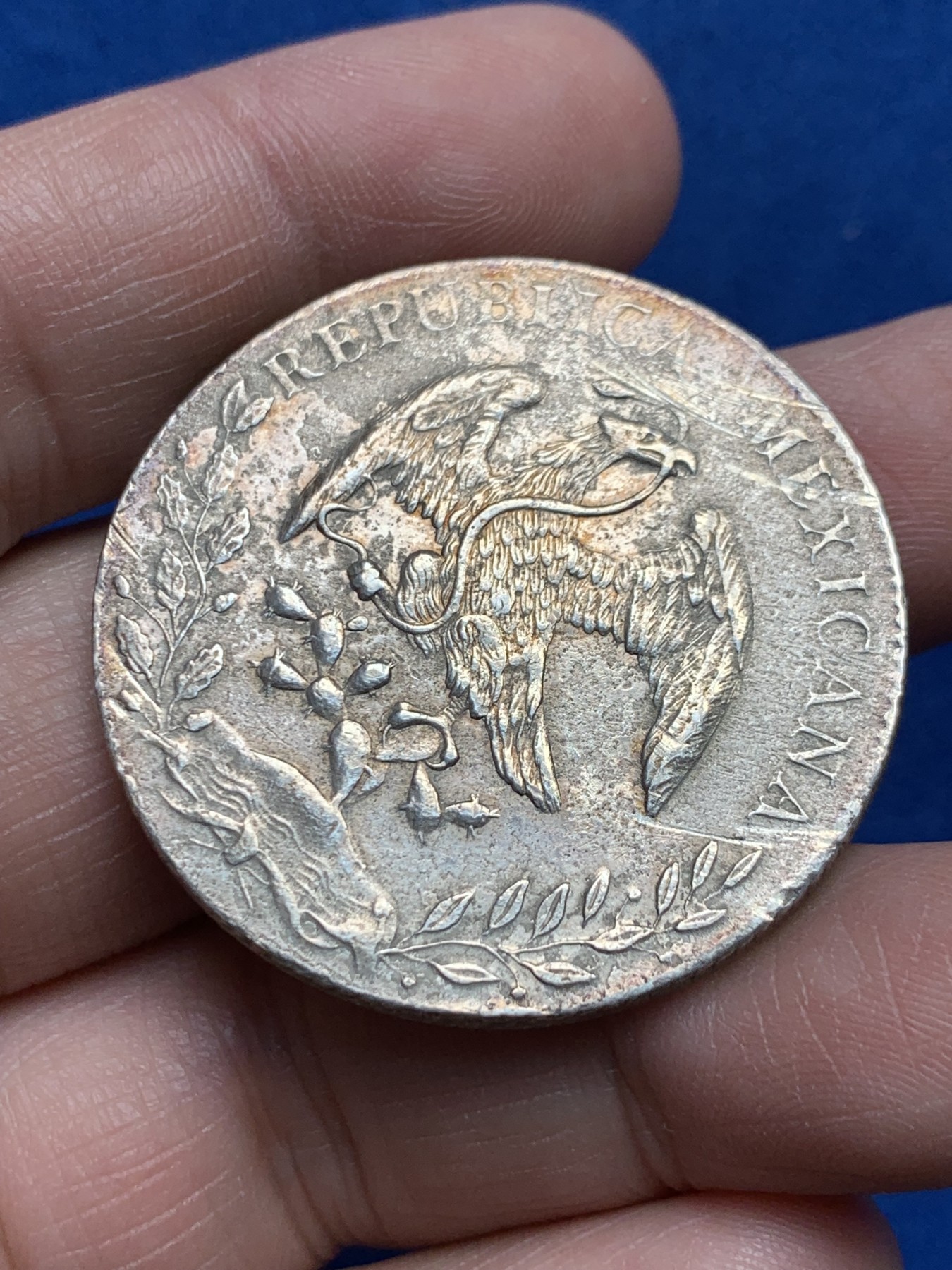 《竞宝斋》第259场-周日，周一 2场连拍 (全场包邮) 墨西哥1891年花边鹰洋8R银币 底板轻微腐蚀 细节见图