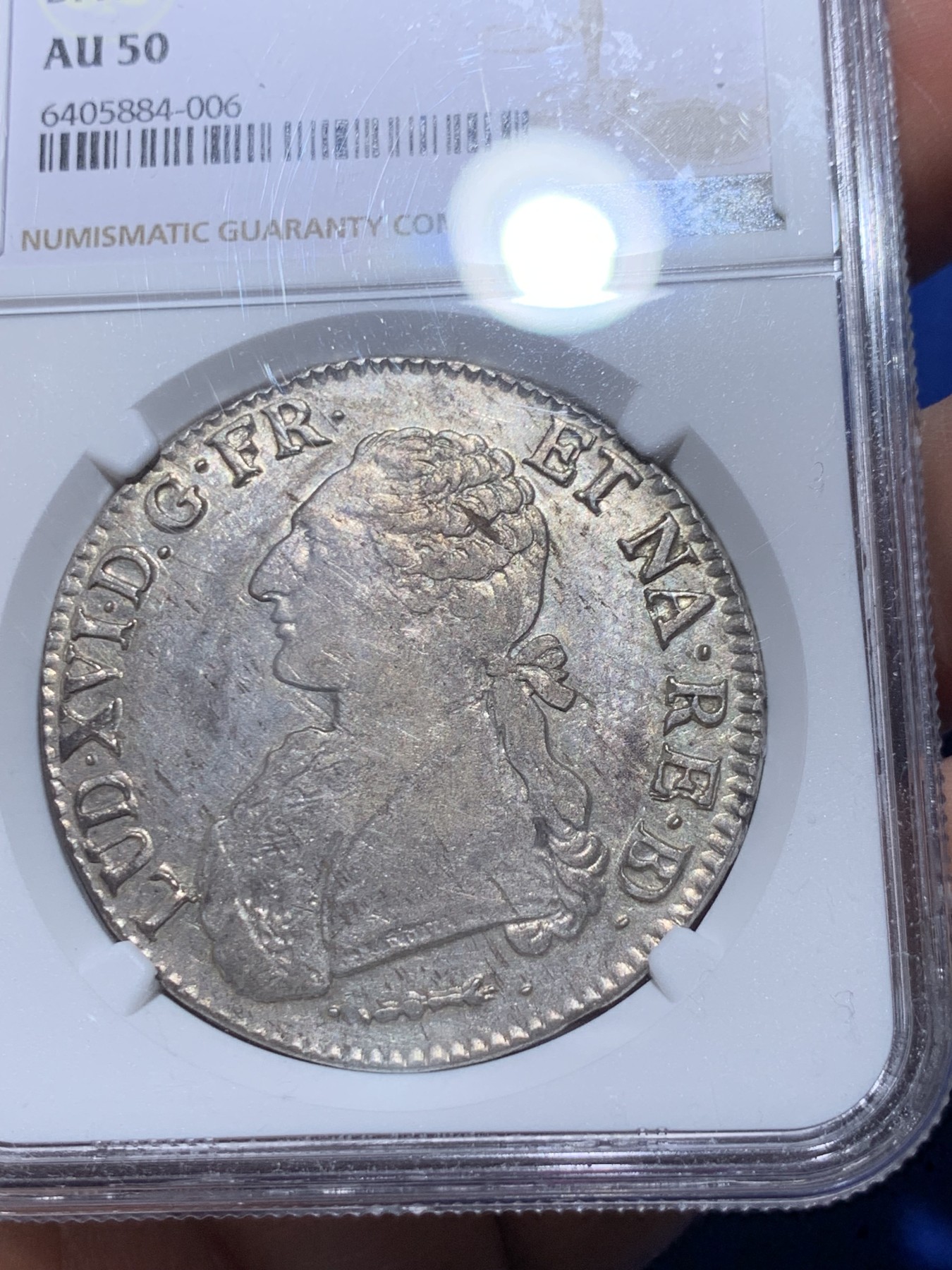 《竞宝斋》第259场-周日，周一 2场连拍 (全场包邮) NGC AU50 1781年法国路易十六埃居 牛标波城铸造，打制不错，没有减重痕，很难得的一枚路易十六