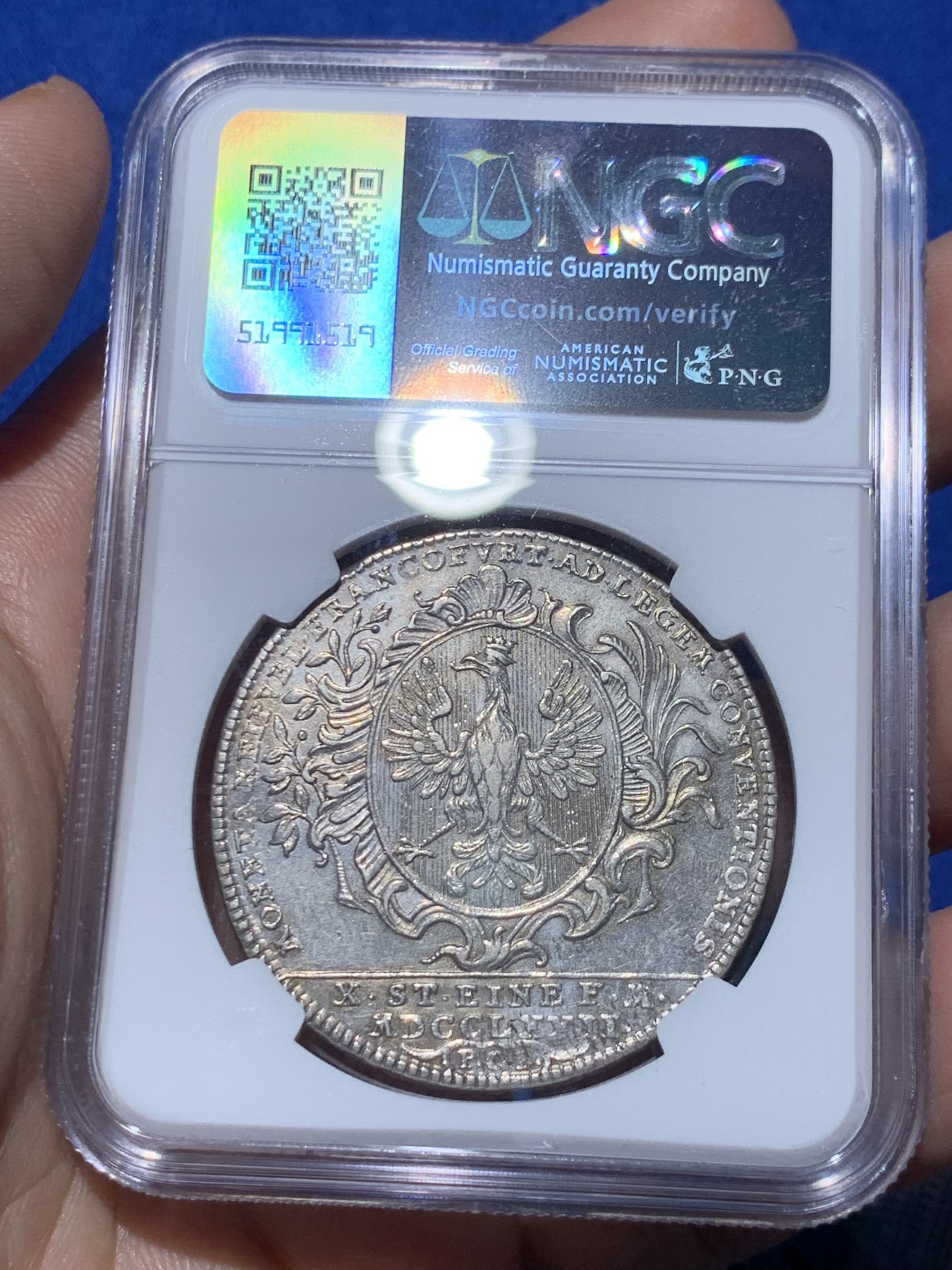 《竞宝斋》第259场-周日，周一 2场连拍 (全场包邮) NGC AUD 德国1772年法兰克福城市景观泰勒大银币