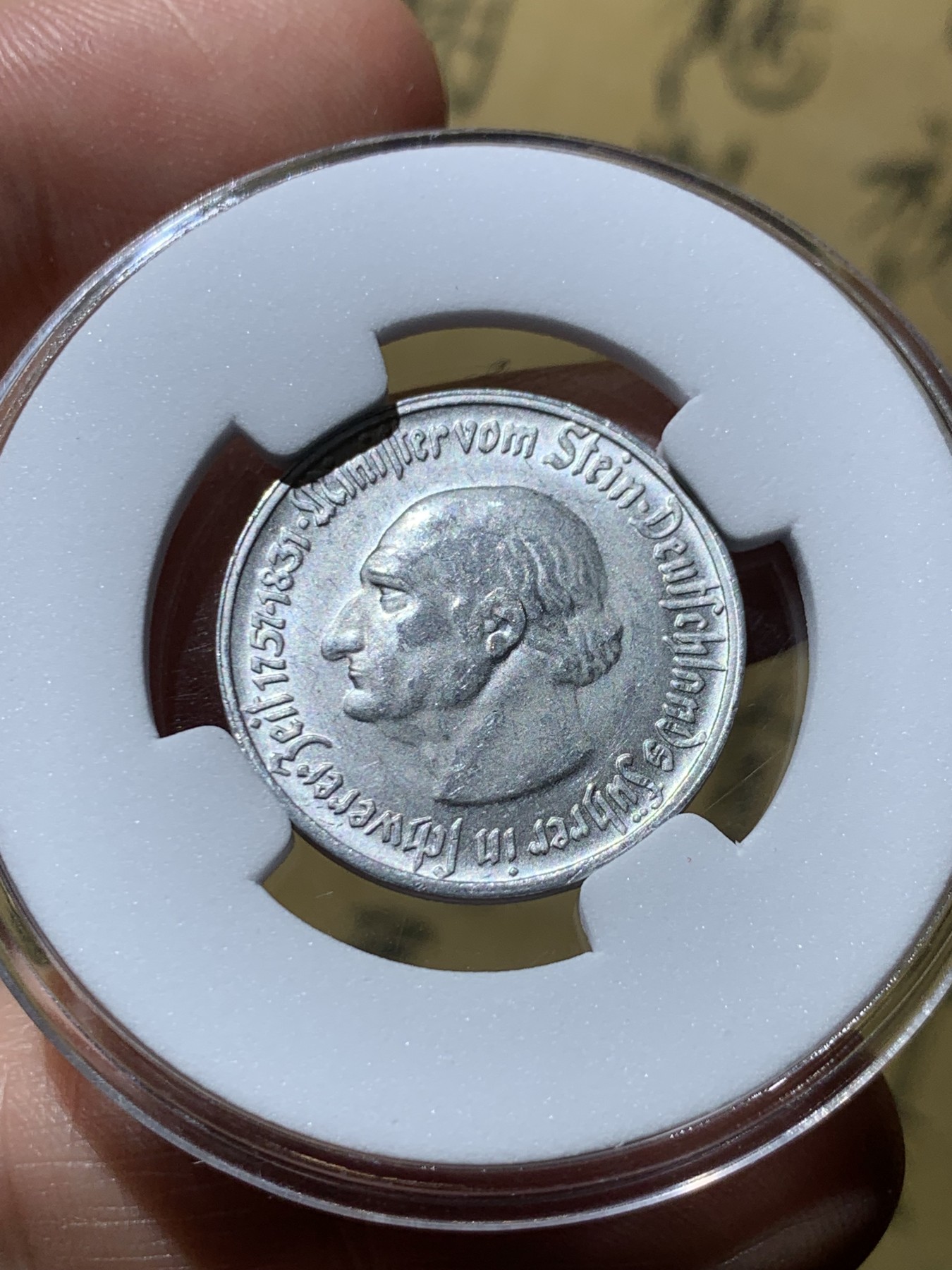 《竞宝斋》第259场-周日，周一 2场连拍 (全场包邮) 德紧 威斯特法伦 1923年 1/4百万马克(25万马克) 马币 铝质 光度不错