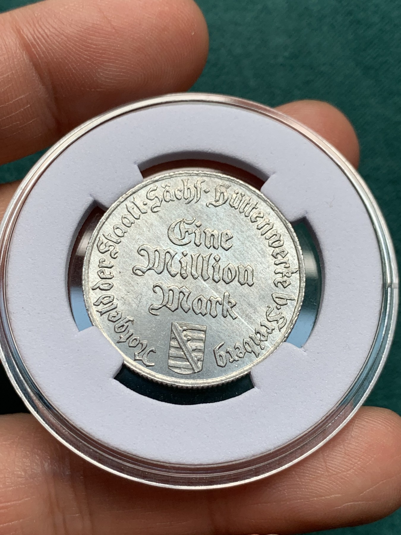 《竞宝斋》第259场-周日，周一 2场连拍 (全场包邮) 德紧 弗莱贝格 1923年 1百万马克 火把男 铝制 原光 少见品种