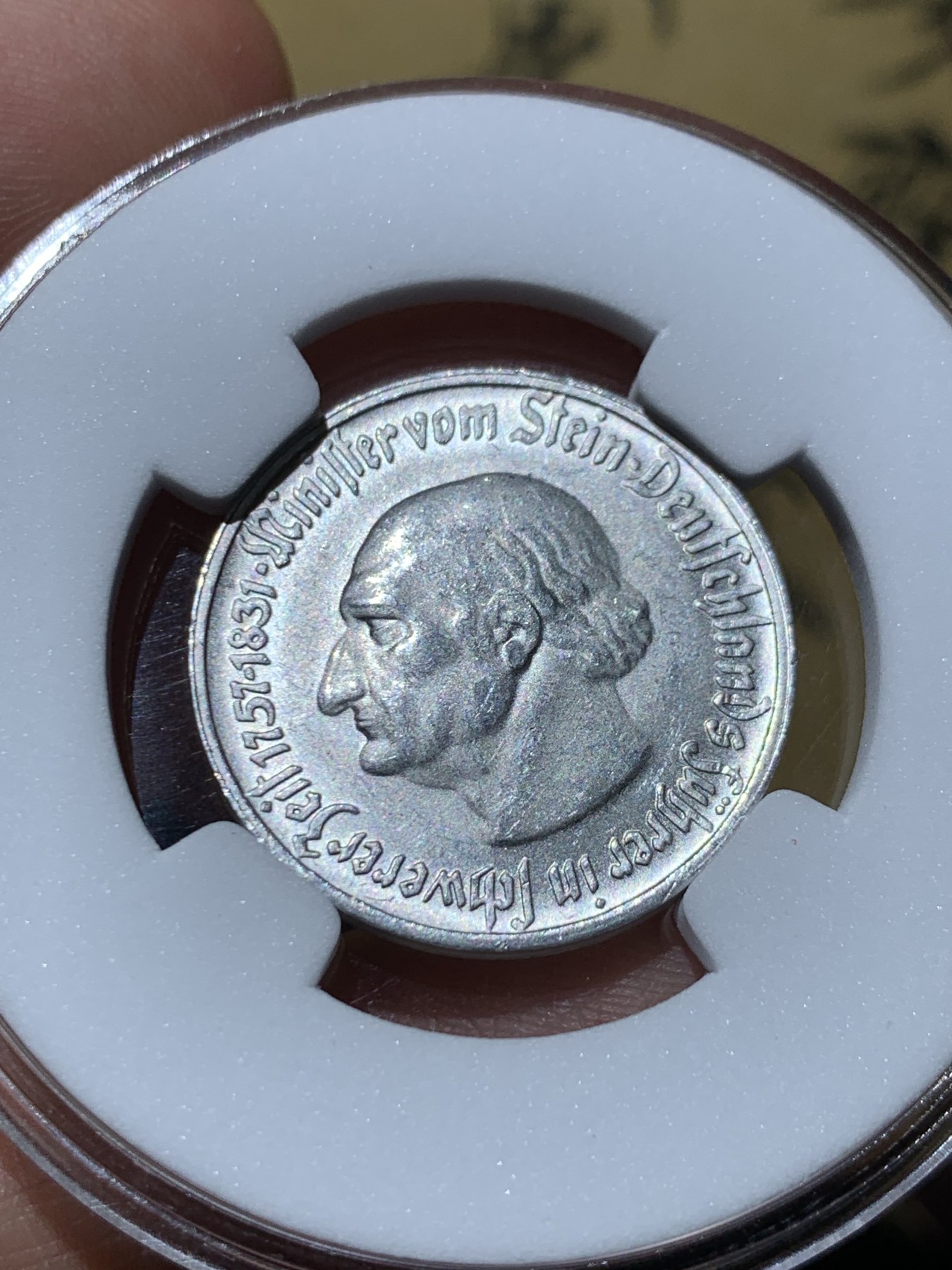 《竞宝斋》第259场-周日，周一 2场连拍 (全场包邮) 德紧 威斯特法伦 1923年 1/4百万马克(25万马克) 马币 铝质 光度不错