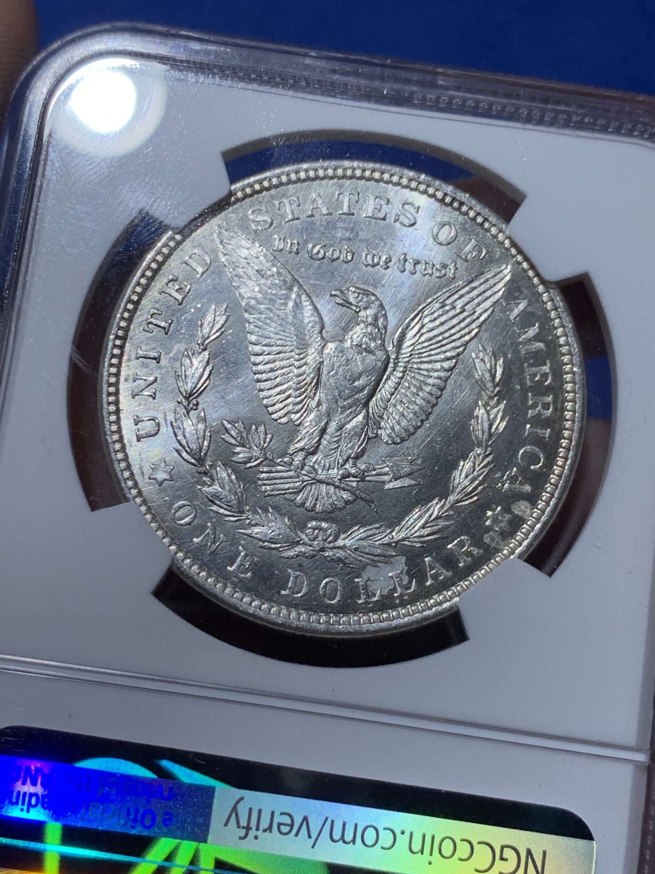 《竞宝斋》第259场-周日，周一 2场连拍 (全场包邮) NGC MS63 美国 1921年 摩根银币 镜面底板 同分中的战斗机