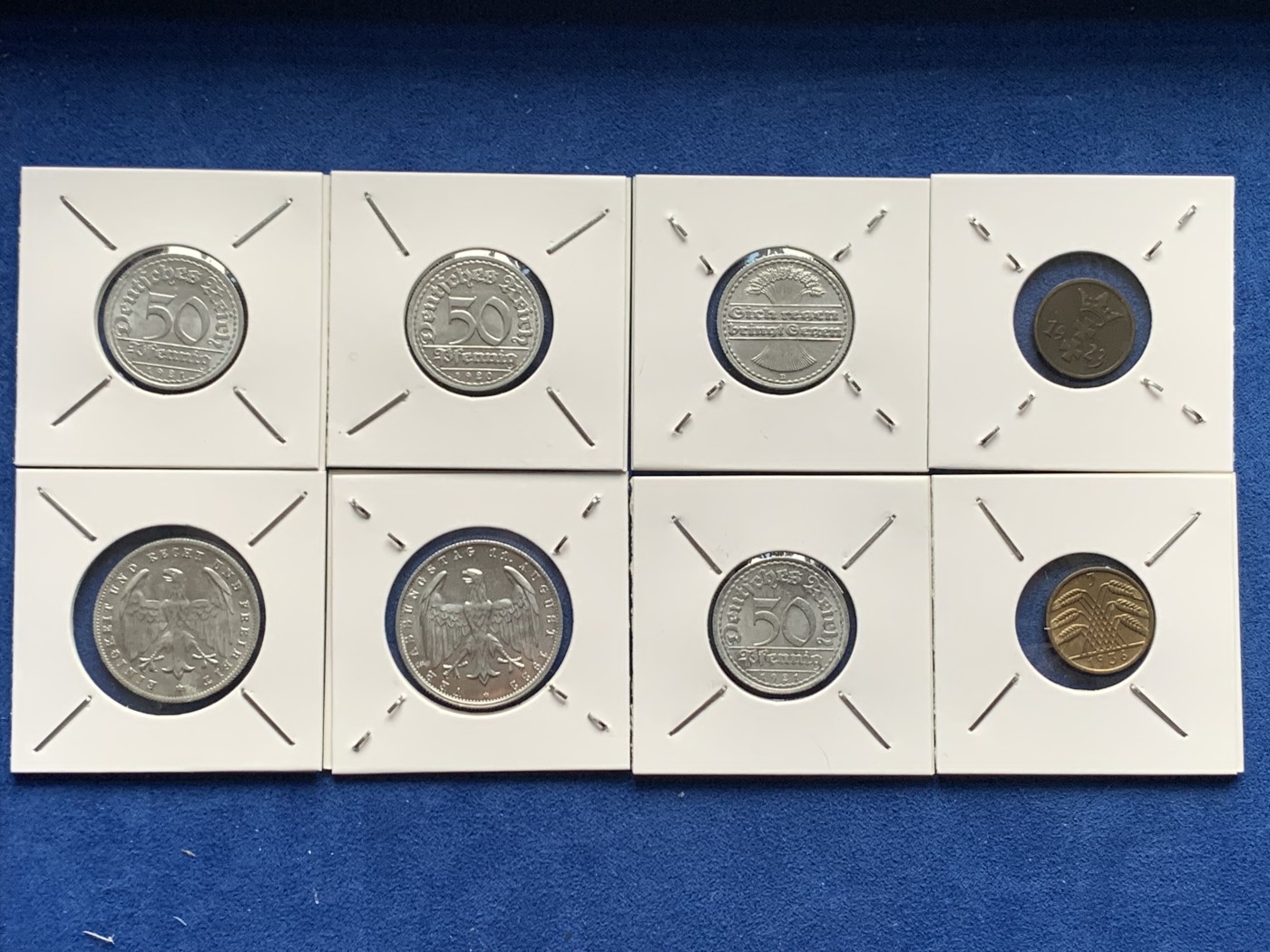 《竞宝斋》第259场-周日，周一 2场连拍 (全场包邮) 8枚一组 魏玛德国辅币 多枚UNC好品 有精力可以送评