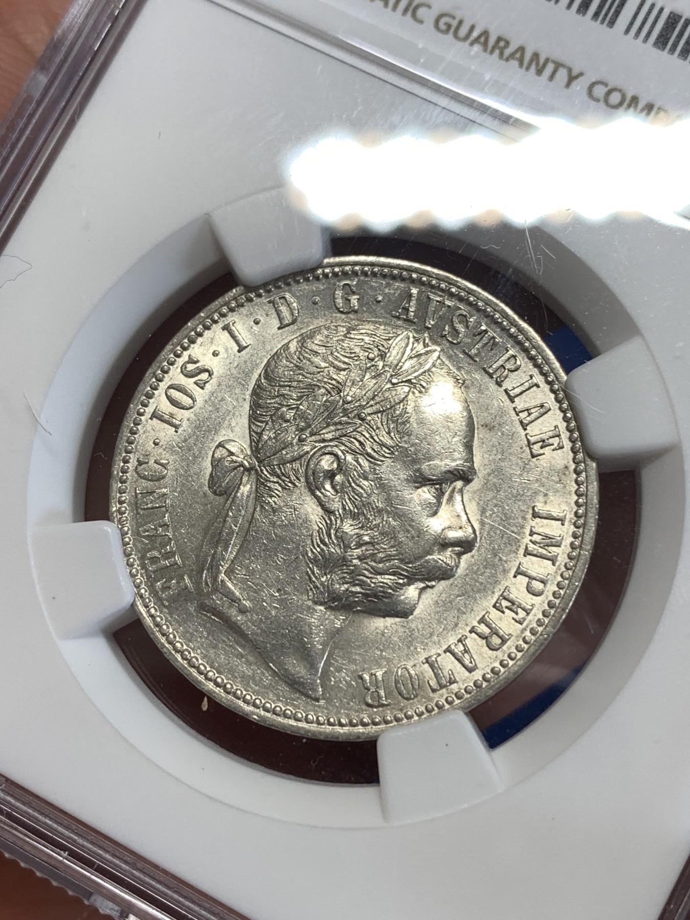 《竞宝斋》第259场-周日，周一 2场连拍 (全场包邮) NGC AU58 奥地利1886年1福林银币