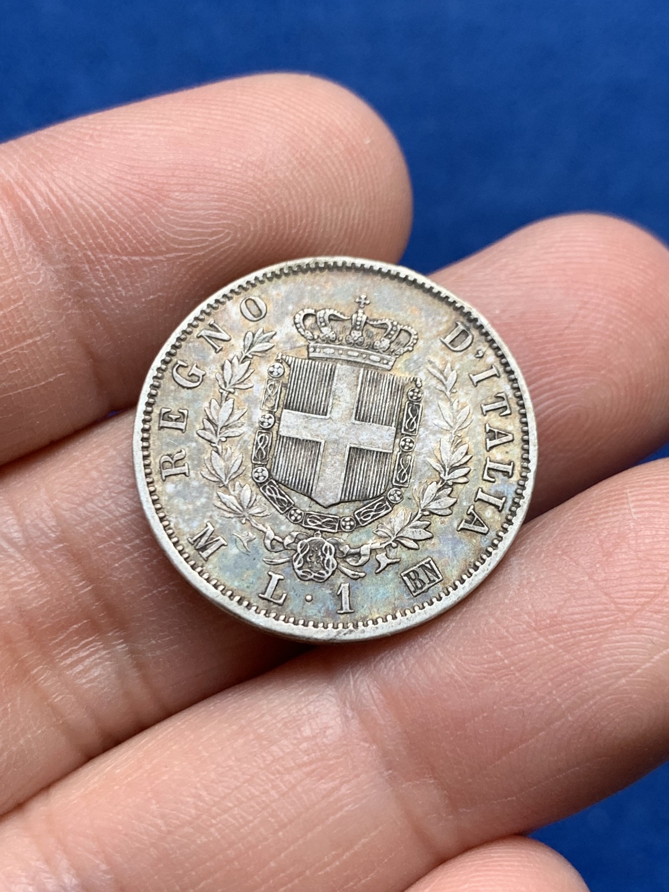 《竞宝斋》第259场-周日，周一 2场连拍 (全场包邮) 意大利1863年1里拉银币