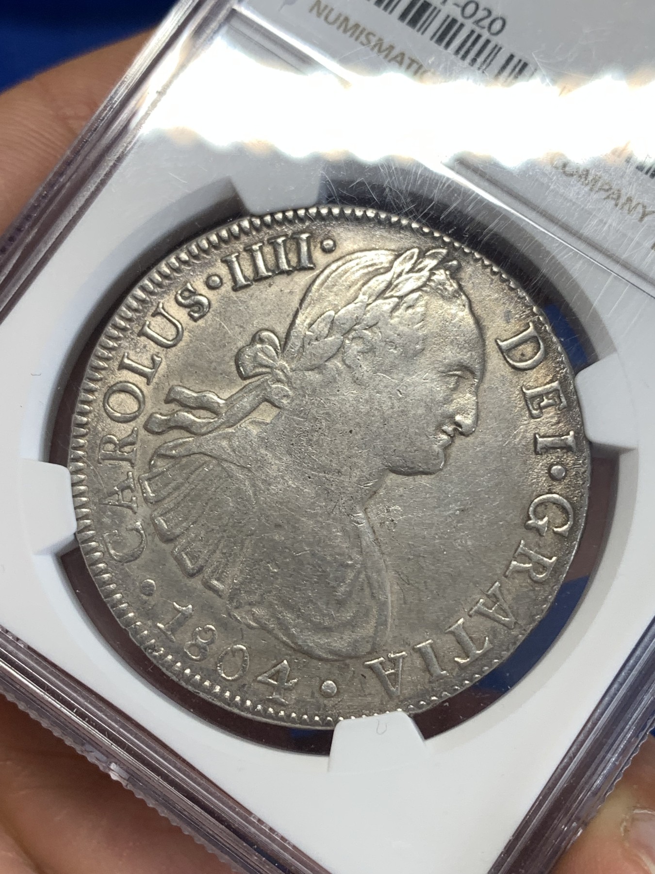 《竞宝斋》第259场-周日，周一 2场连拍 (全场包邮) NGC XF45 墨西哥 1804年 卡四 8瑞尔 双柱大银币 打制清晰