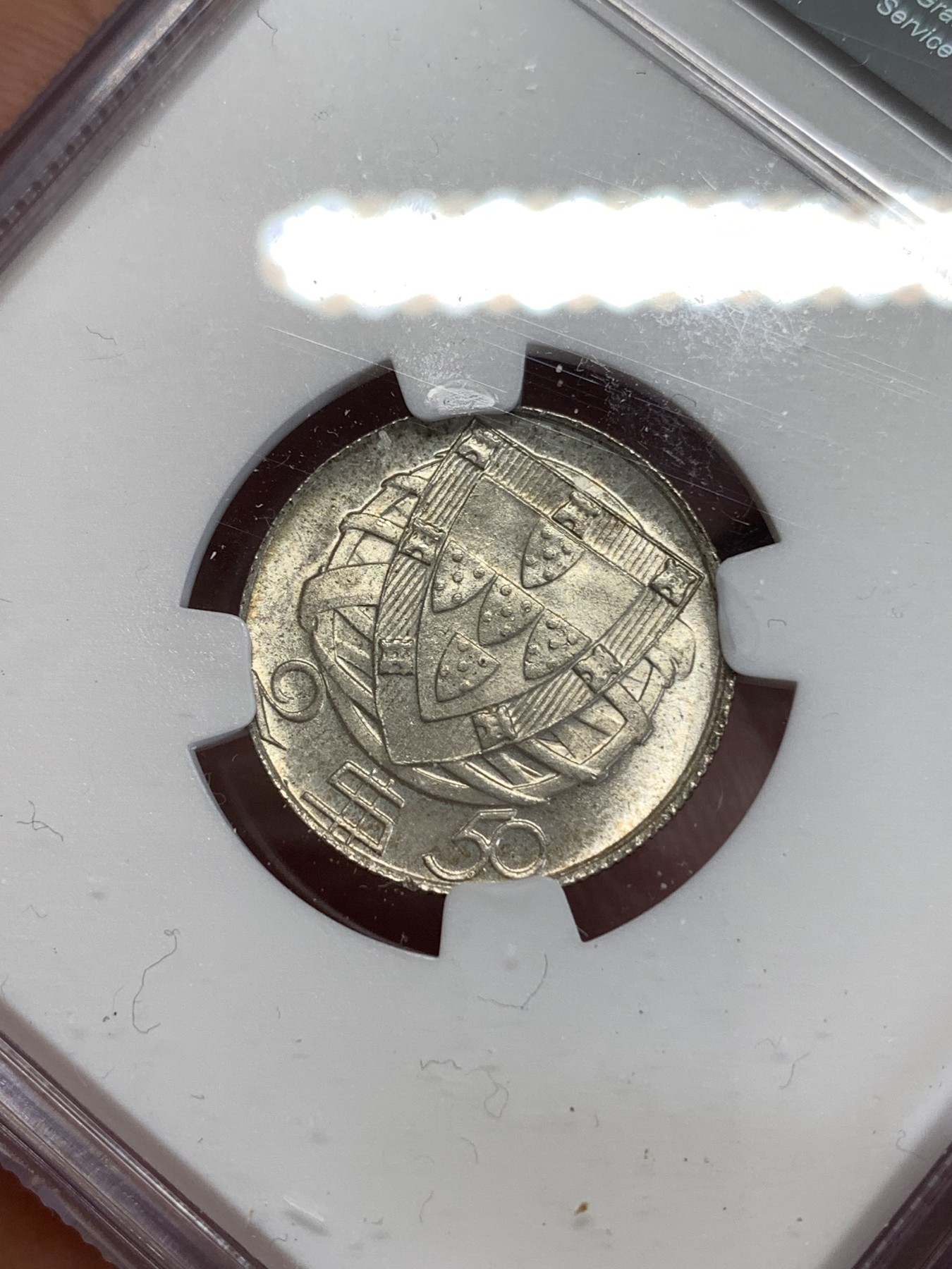 《竞宝斋》第259场-周日，周一 2场连拍 (全场包邮) NGC MS66 葡萄牙1951年帆船2.5埃斯库多银币