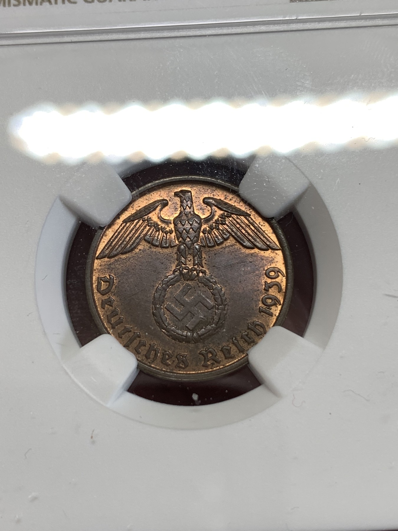 《竞宝斋》第259场-周日，周一 2场连拍 (全场包邮) NGC MS63RB 1939B德国2芬尼