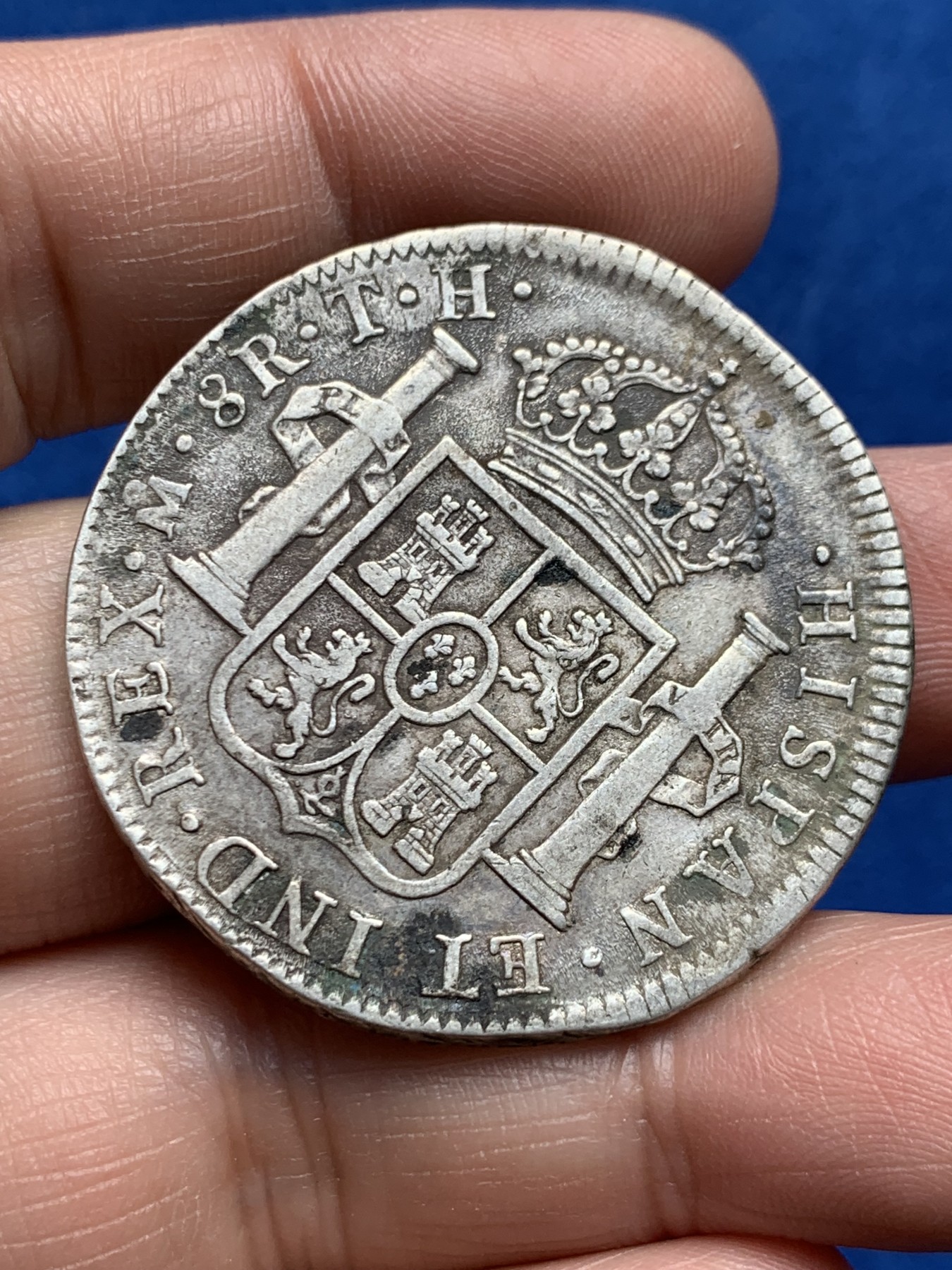 《竞宝斋》第259场-周日，周一 2场连拍 (全场包邮) 墨西哥1805年卡洛斯四世8里亚尔银币 原味包浆