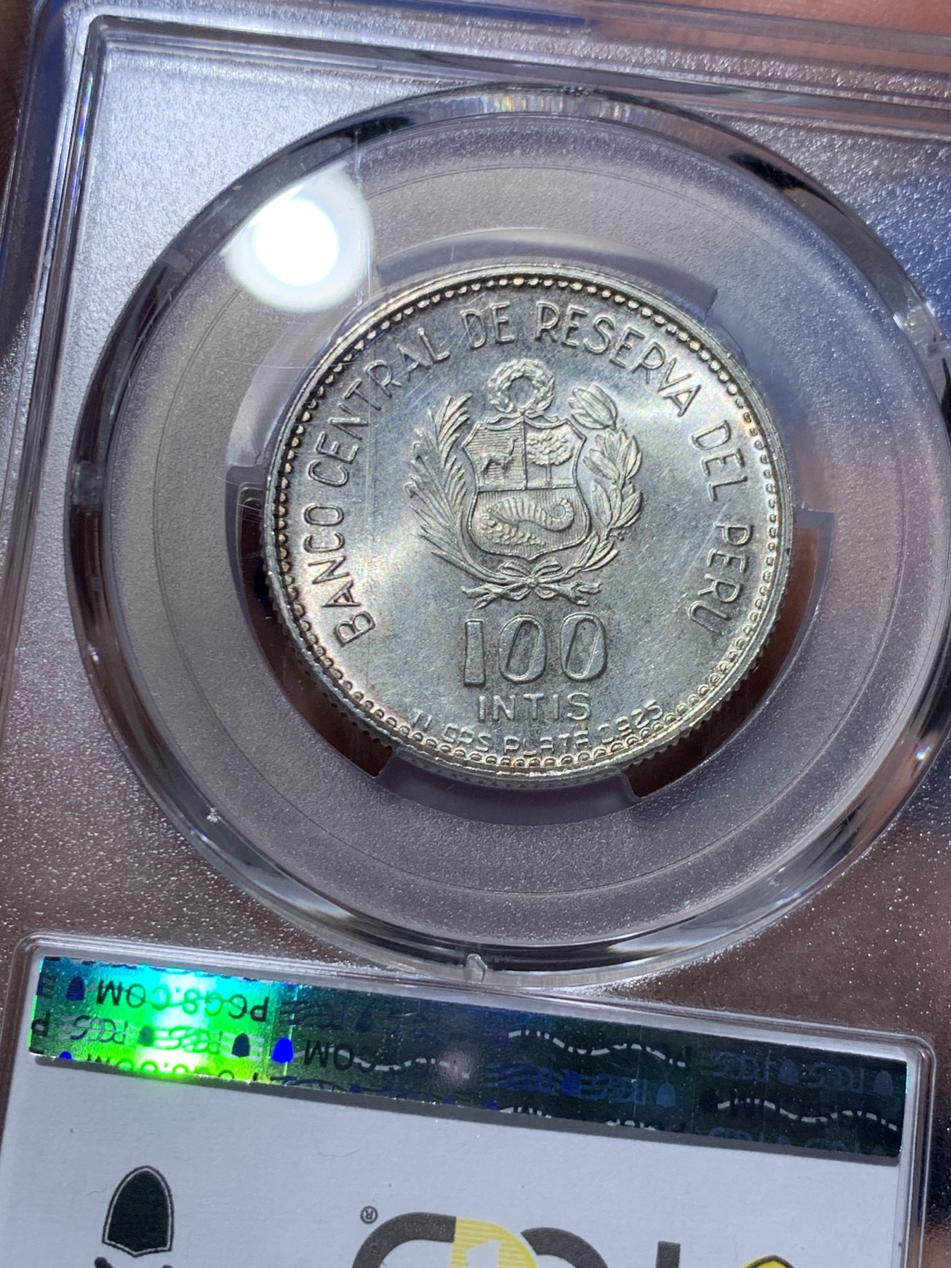 《竞宝斋》第259场-周日，周一 2场连拍 (全场包邮) PCGS金盾 MS66 秘鲁1986年100印蒂银币 唯一冠军分