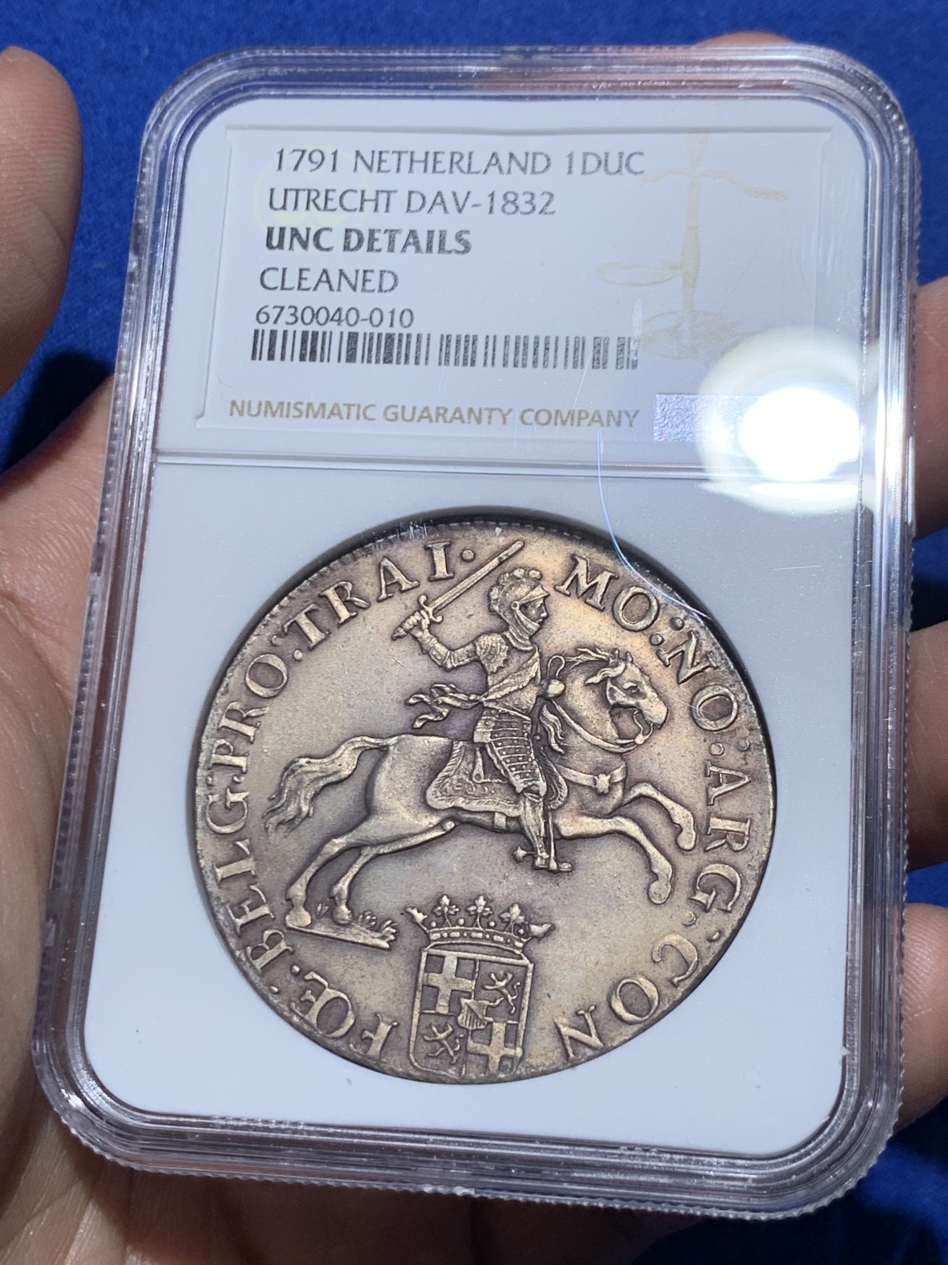 《竞宝斋》第259场-周日，周一 2场连拍 (全场包邮) NGC UNCD 荷兰 1791年 乌特勒支 骑士大马剑 1杜卡特银币 细节极好