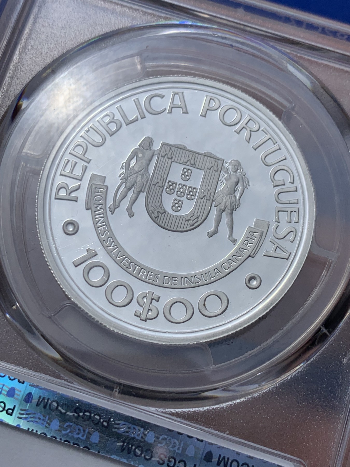 《竞宝斋》第259场-周日，周一 2场连拍 (全场包邮) PCGS金盾 PR69DCAM 葡萄牙1989年100埃斯库多精制银币 冠军分