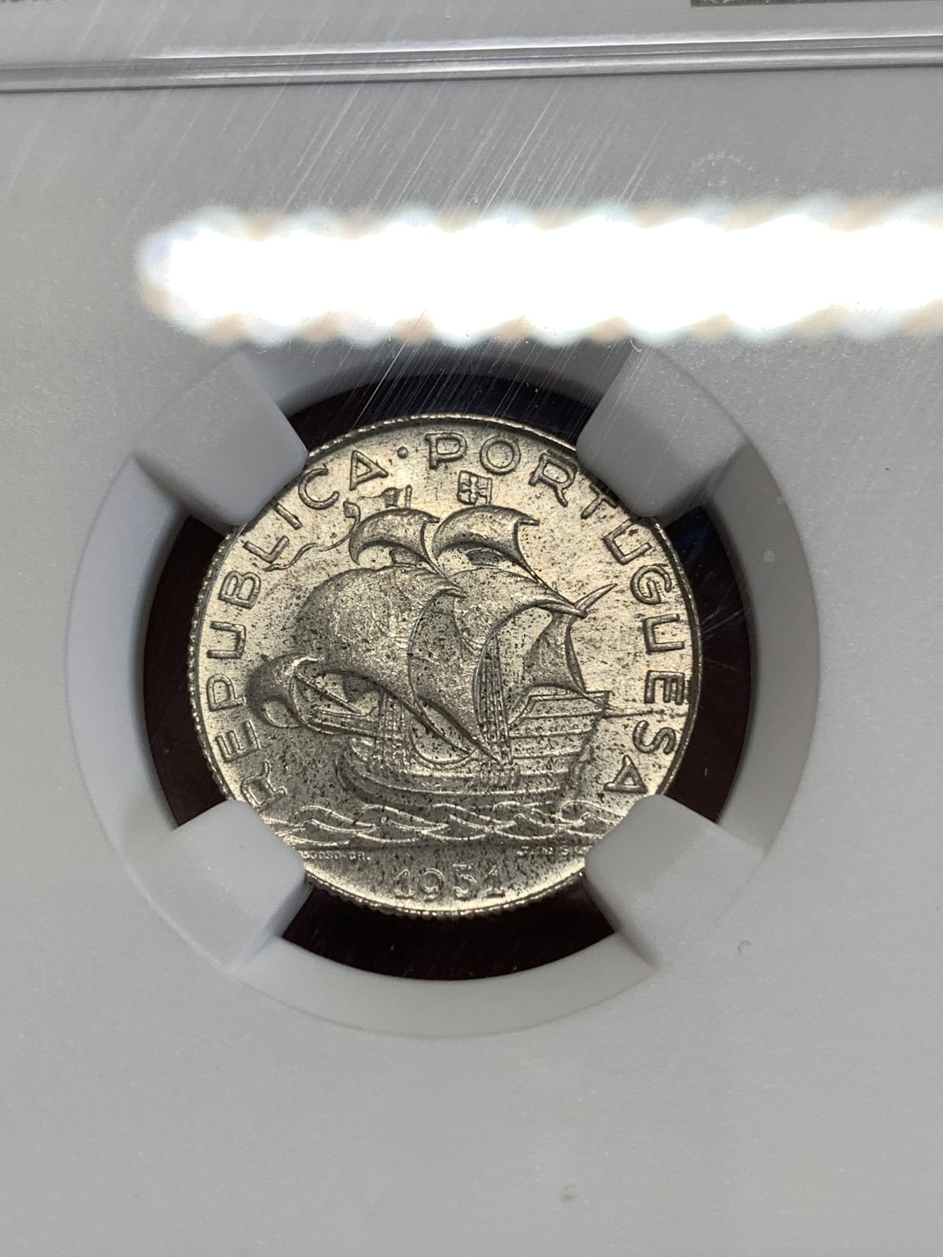 《竞宝斋》第259场-周日，周一 2场连拍 (全场包邮) NGC MS66 葡萄牙1951年帆船2.5埃斯库多银币