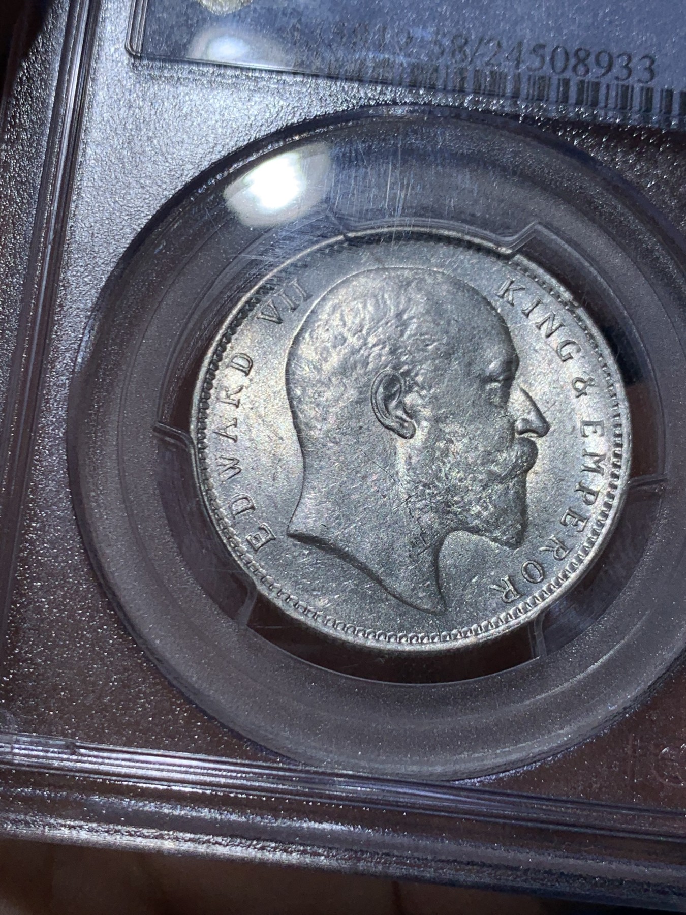 《竞宝斋》第259场-周日，周一 2场连拍 (全场包邮) PCGS AU58 英属印度1906C年1卢比银币