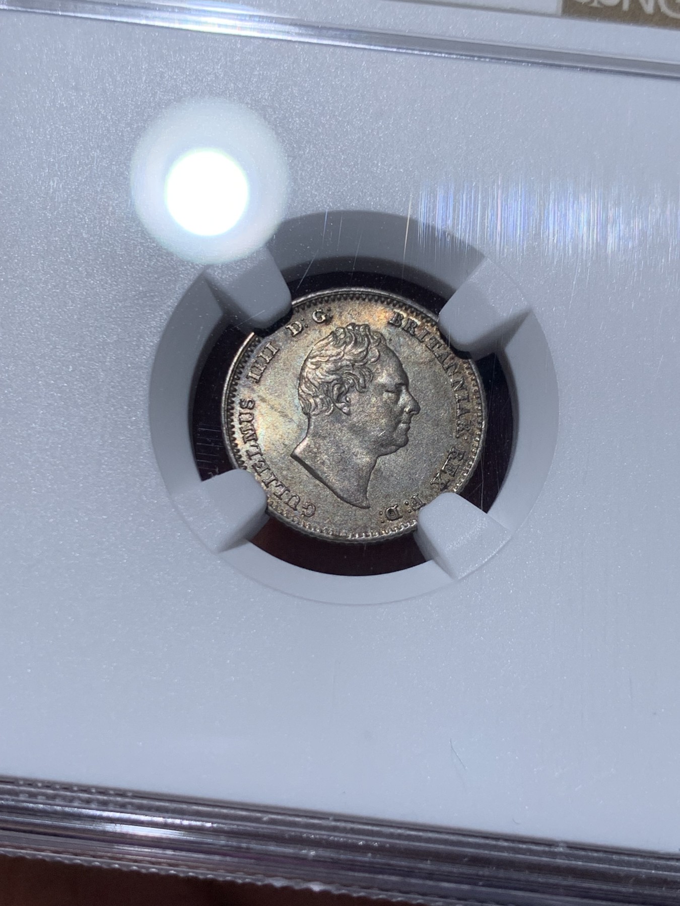 《竞宝斋》第259场-周日，周一 2场连拍 (全场包邮) NGC MS63 1836年英国威廉四世4便士银币 不列颠女神坐像版 主要用于英属圭亚那