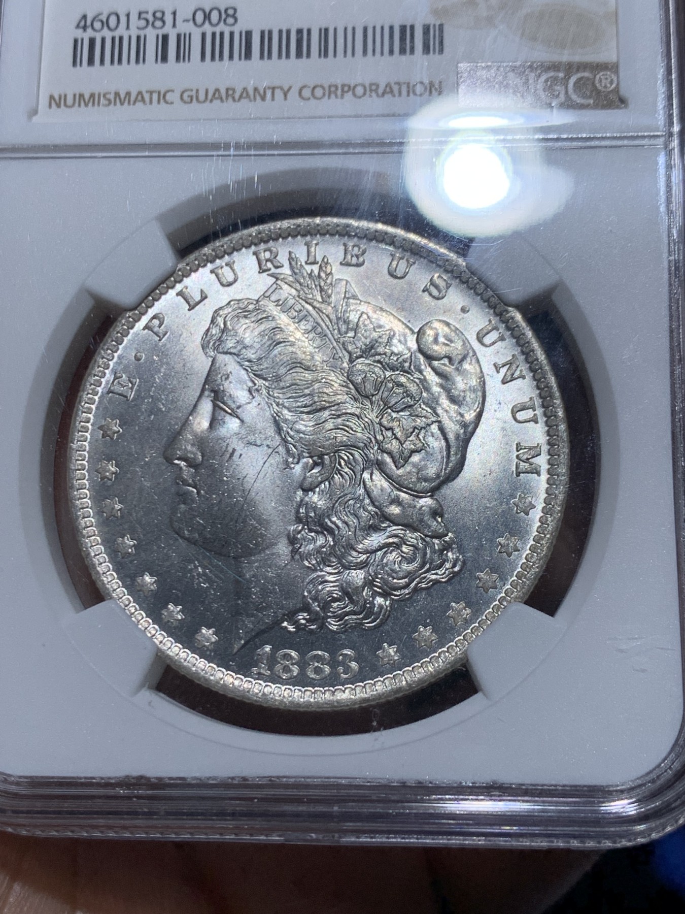 《竞宝斋》第259场-周日，周一 2场连拍 (全场包邮) NGC MS64 1883年O版 美国摩根银币