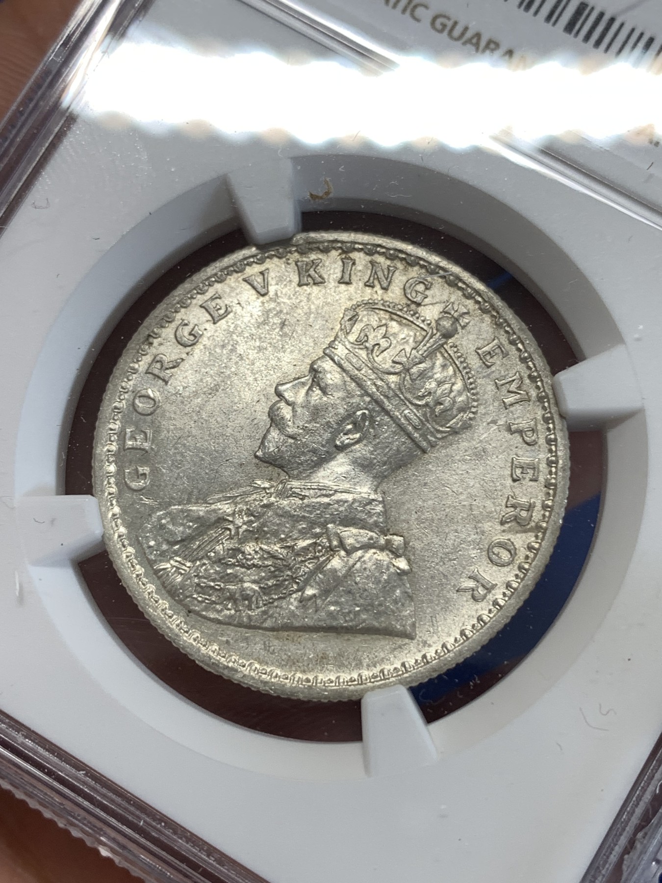 《竞宝斋》第259场-周日，周一 2场连拍 (全场包邮) NGC MS61 英属印度 1916年 C版 乔五 1卢比银币