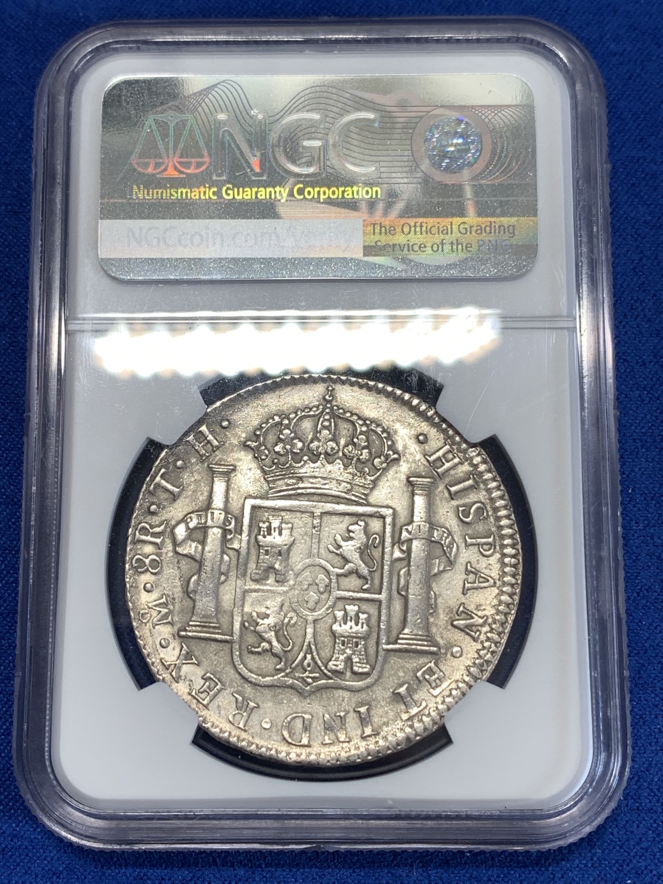 《竞宝斋》第259场-周日，周一 2场连拍 (全场包邮) NGC XF45 墨西哥 1804年 卡四 8瑞尔 双柱大银币 打制清晰