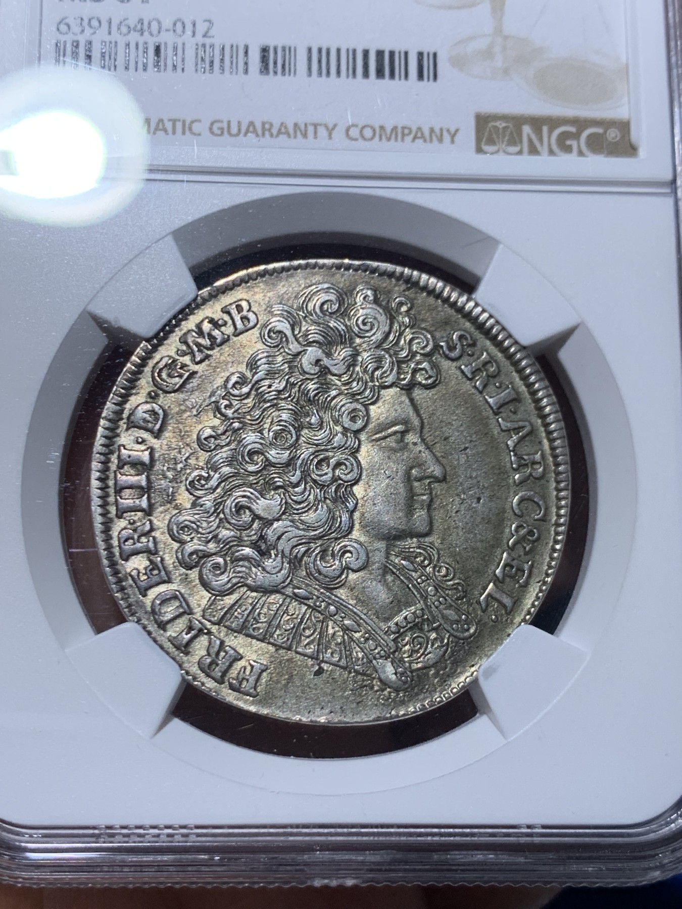 《竞宝斋》第259场-周日，周一 2场连拍 (全场包邮) NGC MS61 1689年 勃兰登堡选帝侯腓特烈三世 2/3泰勒银币