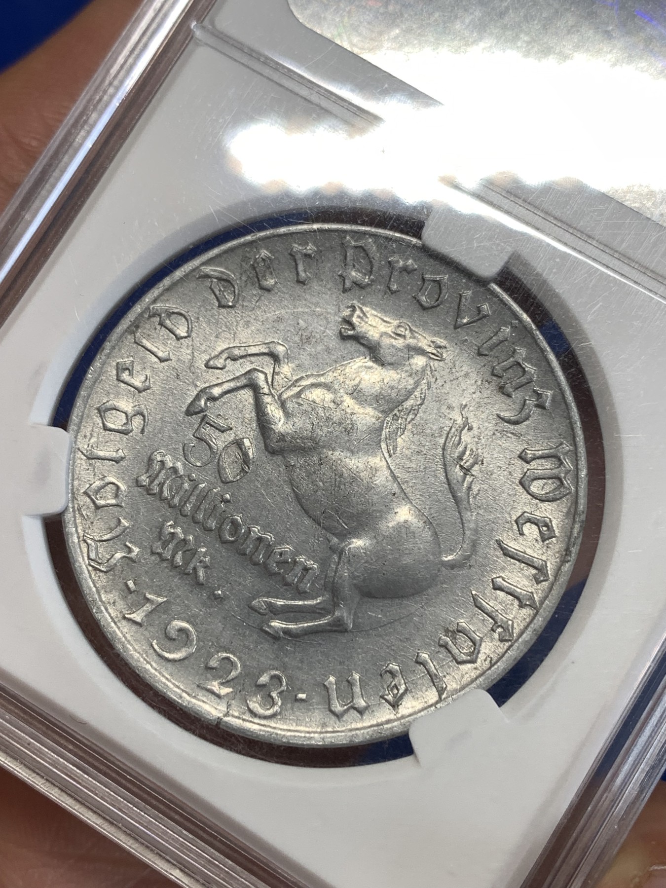 《竞宝斋》第259场-周日，周一 2场连拍 (全场包邮) 德紧 威斯特法伦 1923年 5百万马克 大马币 铝质 光度不错