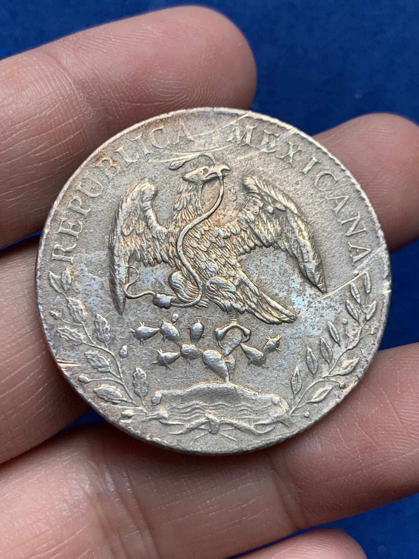 《竞宝斋》第259场-周日，周一 2场连拍 (全场包邮) 墨西哥1891年花边鹰洋8R银币 底板轻微腐蚀 细节见图