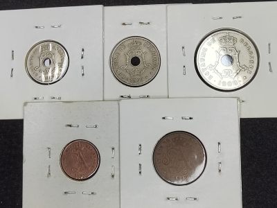 巴斯克收藏第253期 散币专场 4月23/24/25 号三场连拍 全场包邮 - 比利时 散币一组 5枚