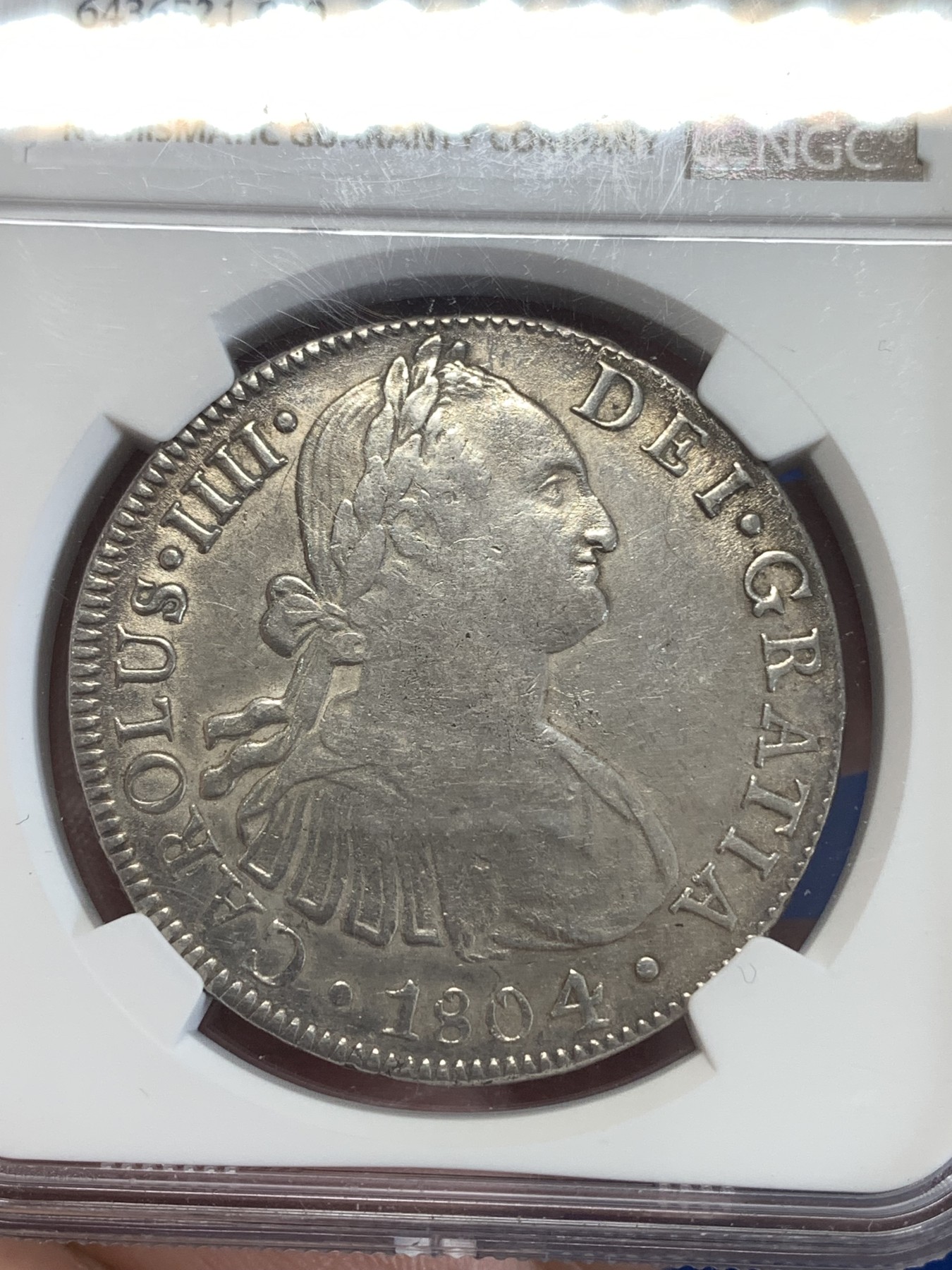 《竞宝斋》第259场-周日，周一 2场连拍 (全场包邮) NGC XF45 墨西哥 1804年 卡四 8瑞尔 双柱大银币 打制清晰