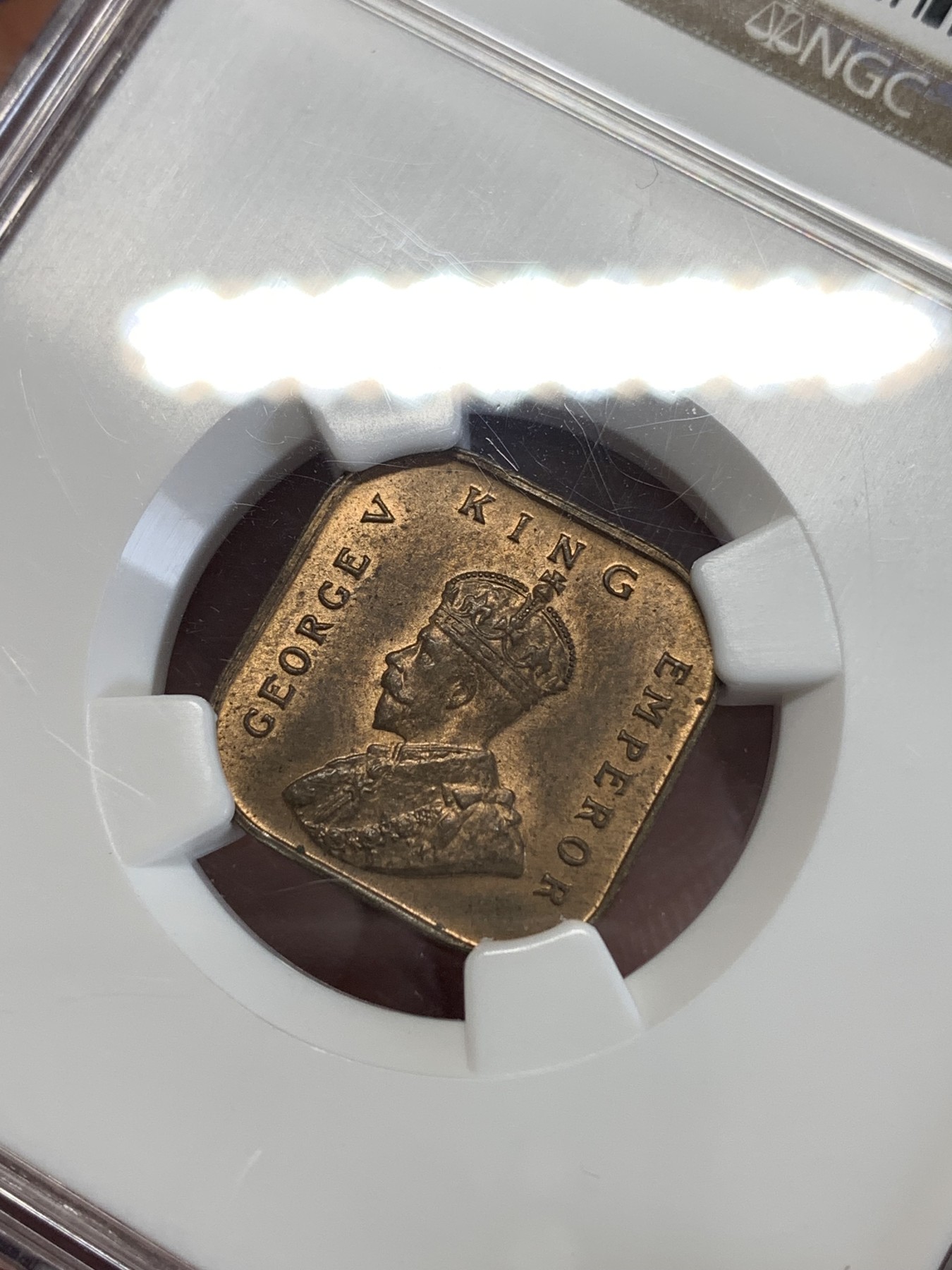 《竞宝斋》第259场-周日，周一 2场连拍 (全场包邮) NGC MS64RB 海峡殖民地1932年1/2分铜币