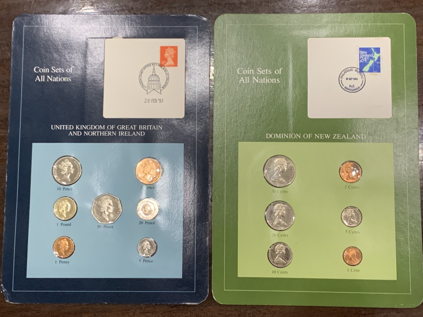 《竞宝斋》第259场-周日，周一 2场连拍 (全场包邮) 硬币套装两组 新西兰+英国